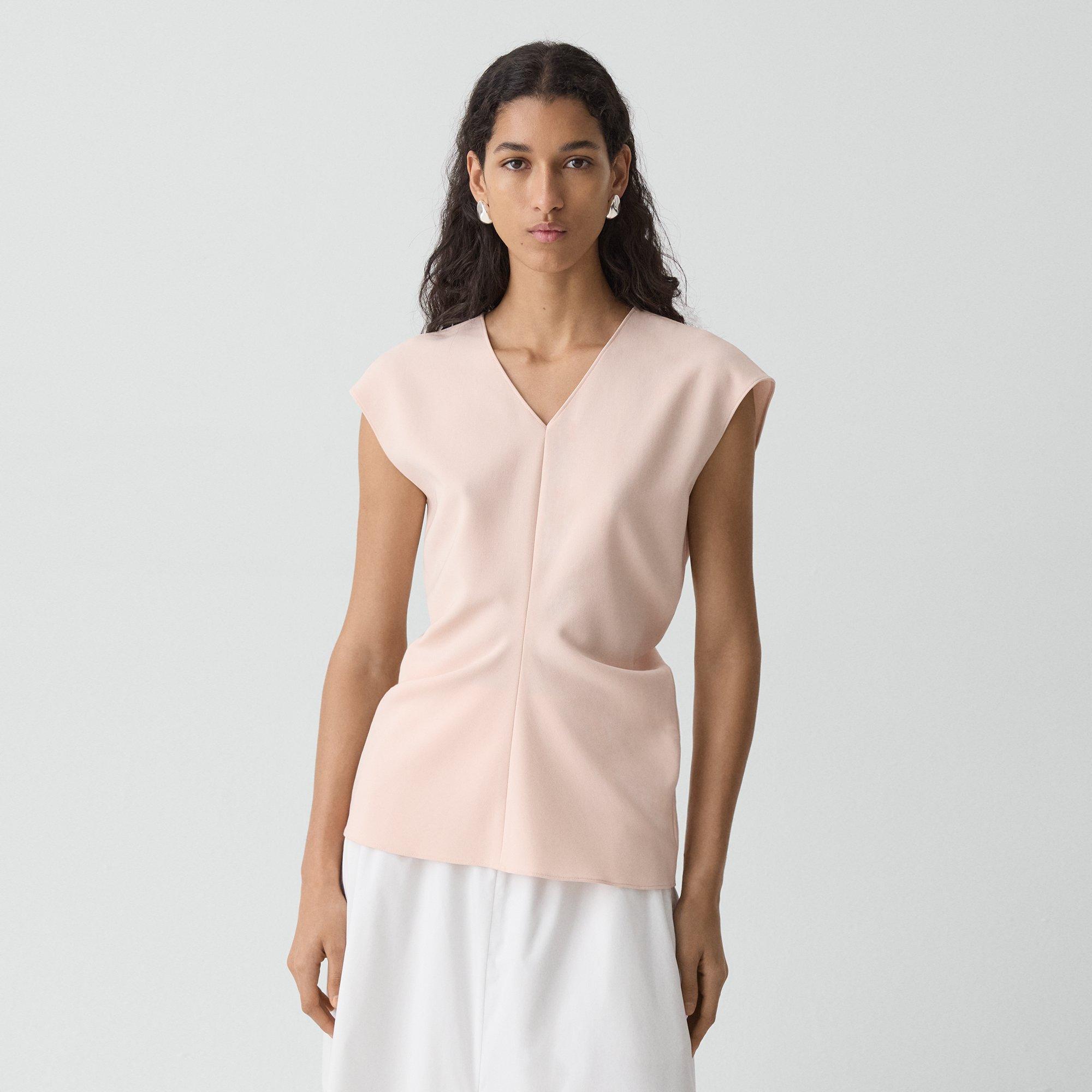 Draped V-Neck Top in Admiral Crepe