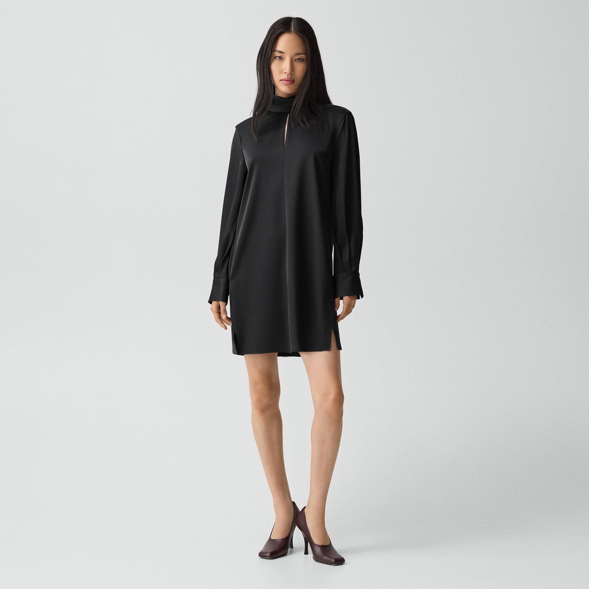 Blouson Sleeve Dress in Satin