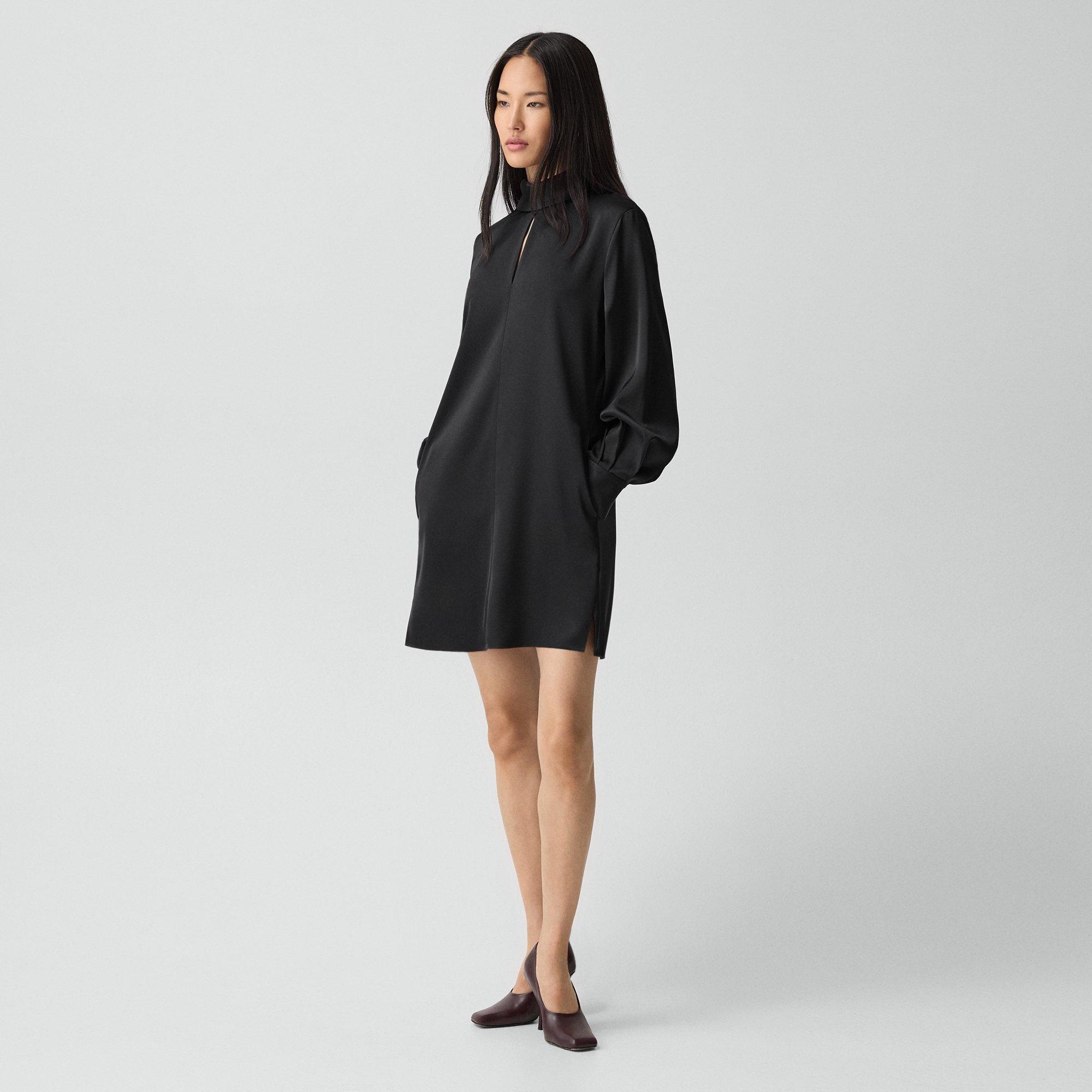 Blouson Sleeve Dress in Satin
