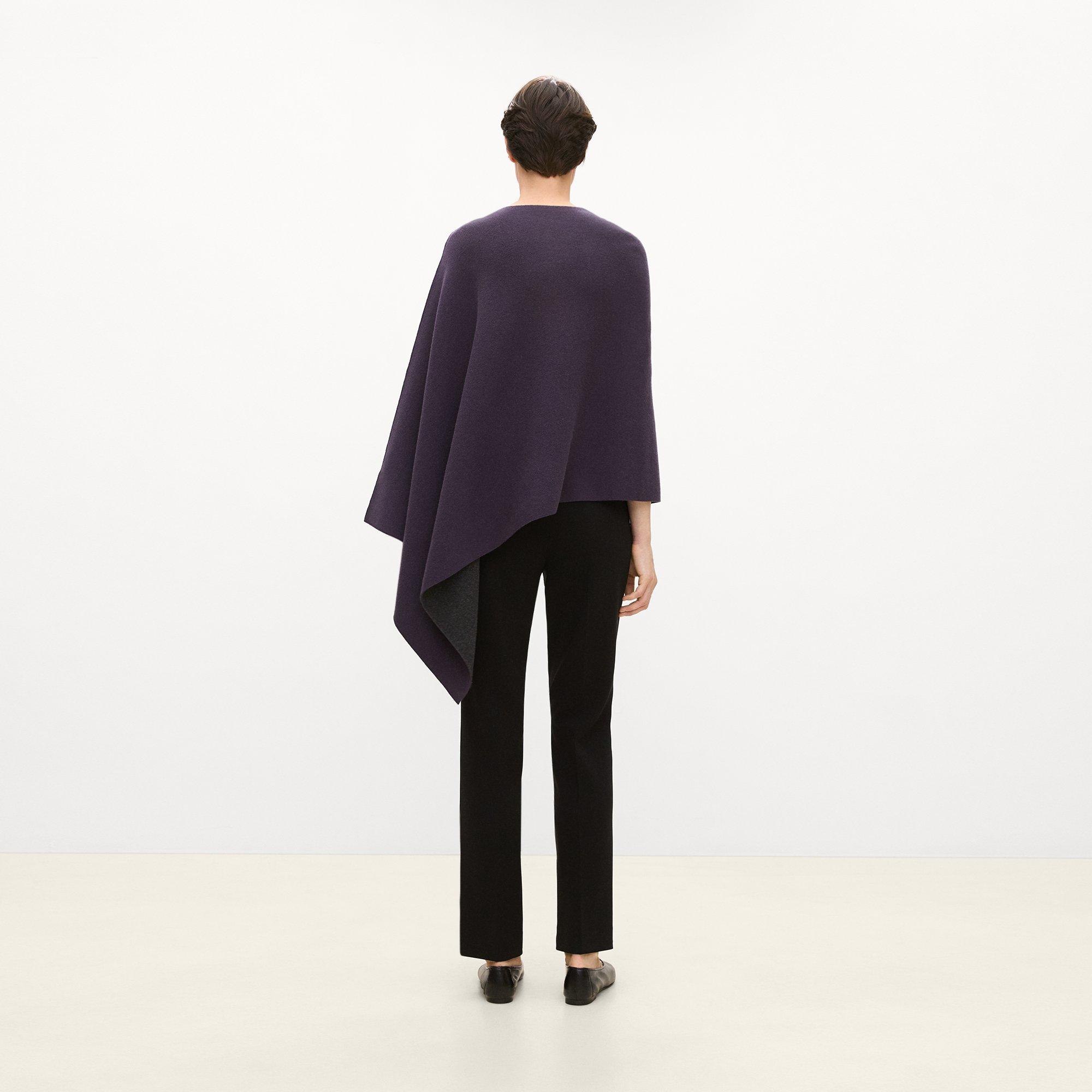 Reversible Draped Poncho in Felted Wool-Cashmere&nbsp;