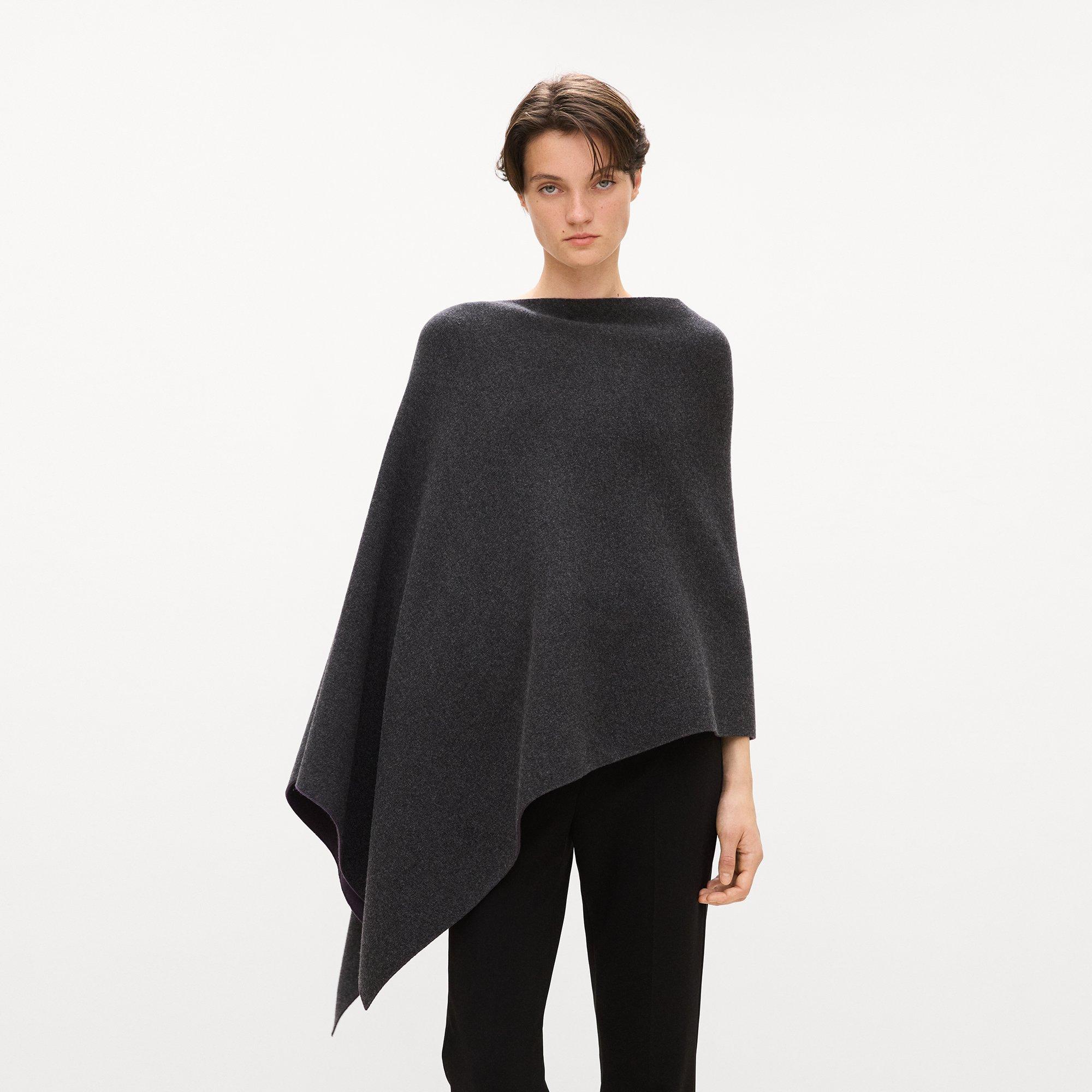 Reversible Draped Poncho in Felted Wool-Cashmere&nbsp;