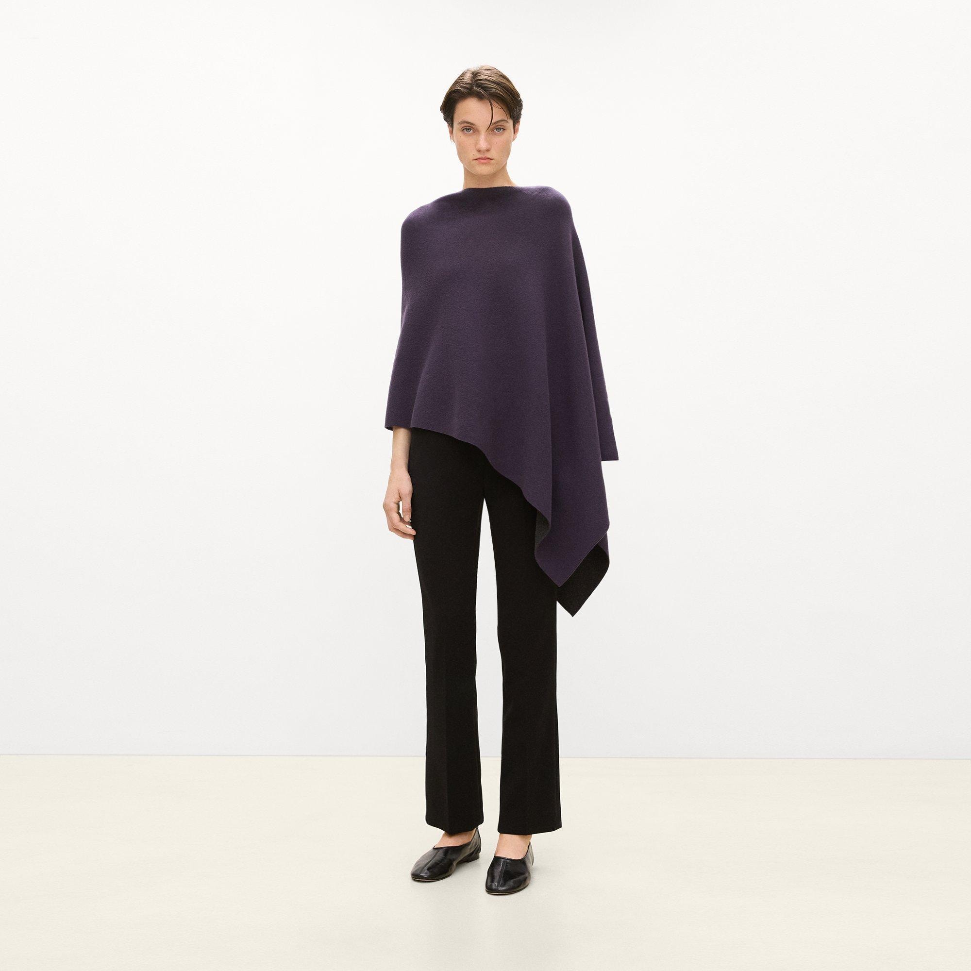 Reversible Draped Poncho in Felted Wool-Cashmere&nbsp;