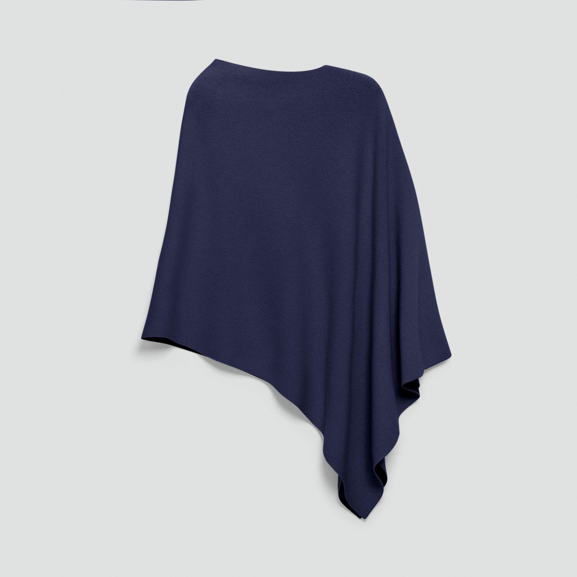 Reversible Draped Poncho in Felted Wool-Cashmere&nbsp;