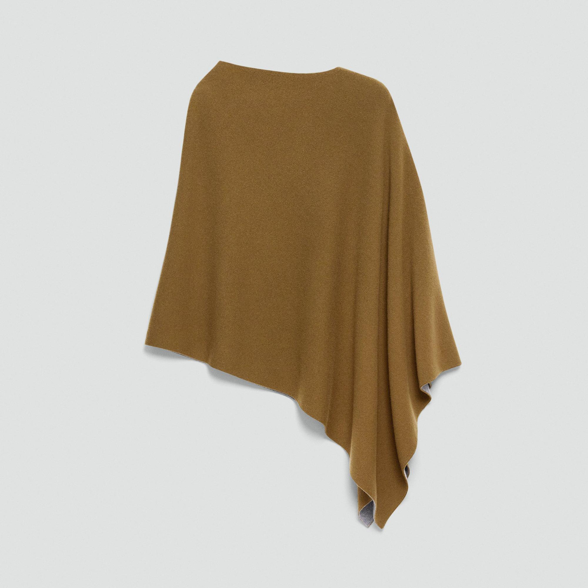 Reversible Draped Poncho in Felted Wool-Cashmere&nbsp;