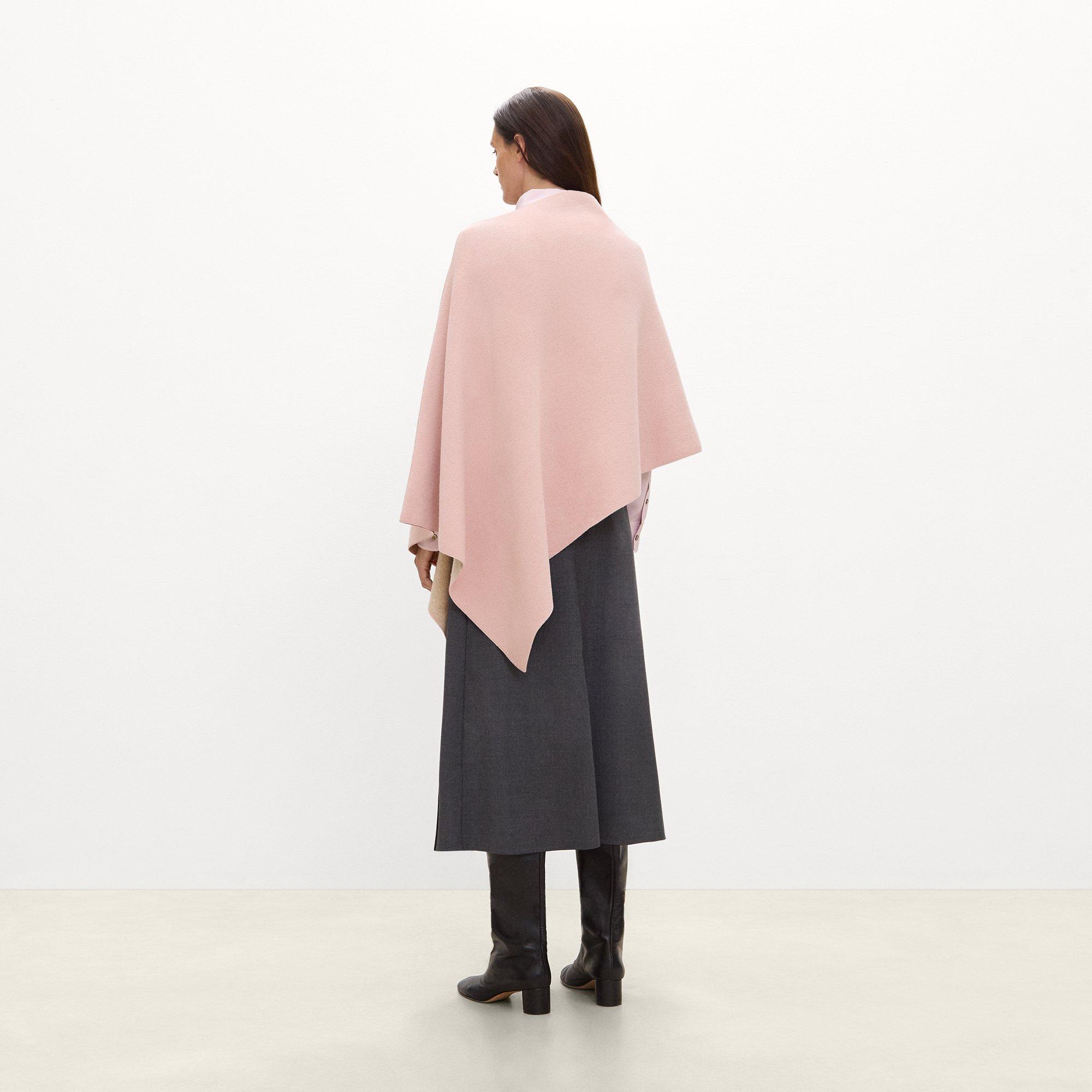 Reversible Draped Poncho in Felted Wool-Cashmere&nbsp;