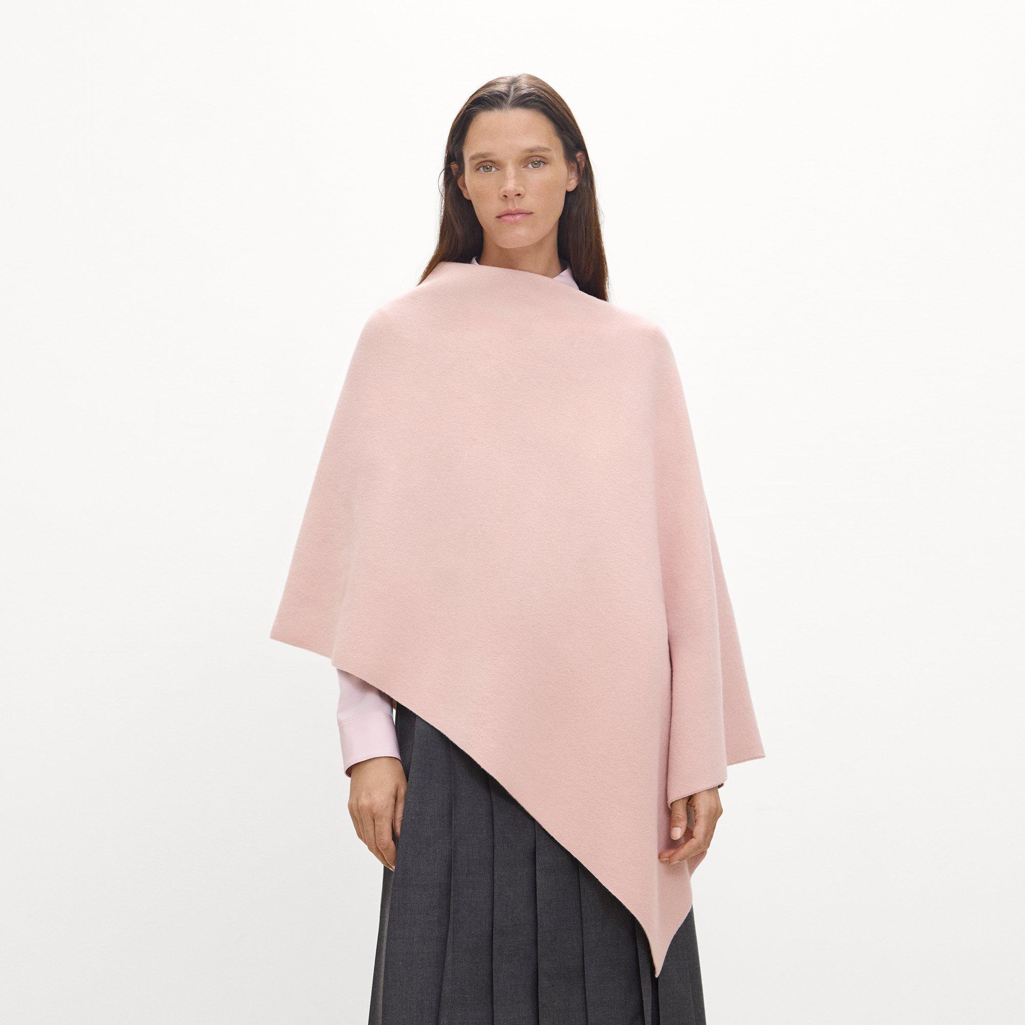 Reversible Draped Poncho in Felted Wool-Cashmere&nbsp;