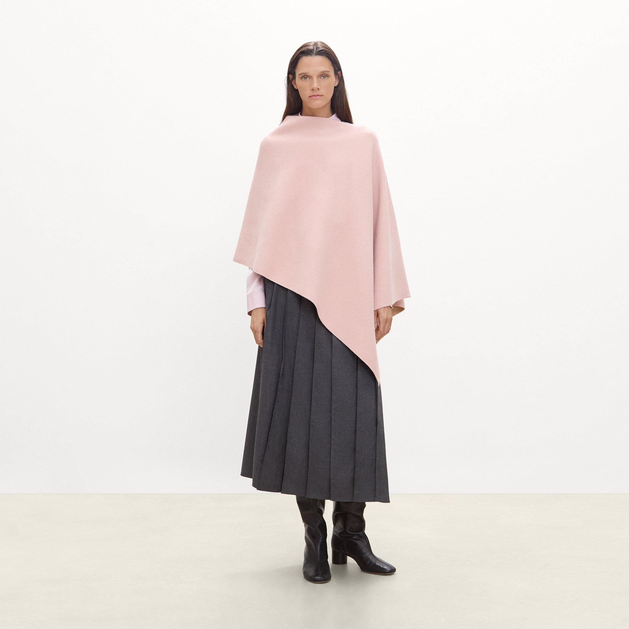Reversible Draped Poncho in Felted Wool-Cashmere&nbsp;