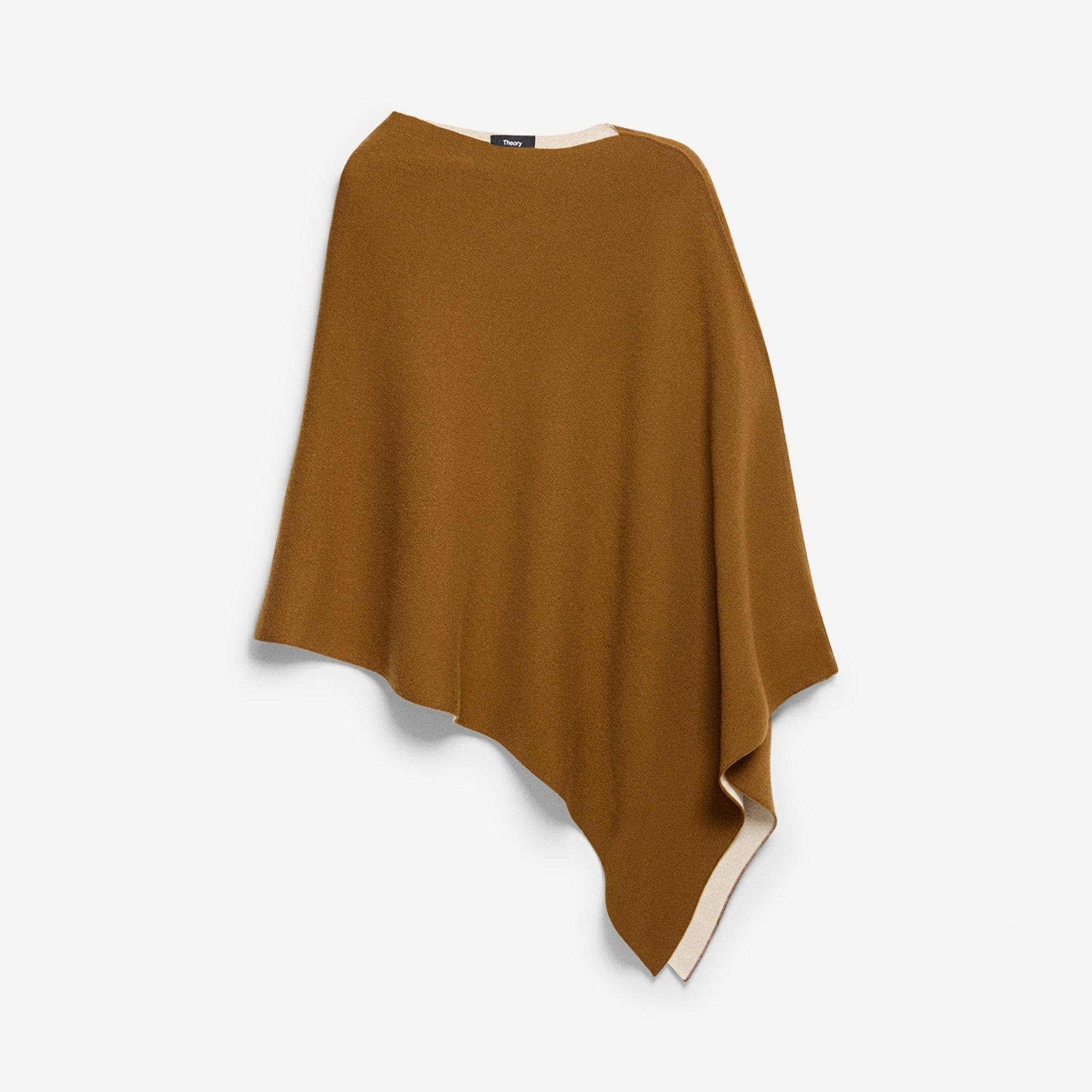 Reversible Draped Poncho in Felted Wool-Cashmere&nbsp;