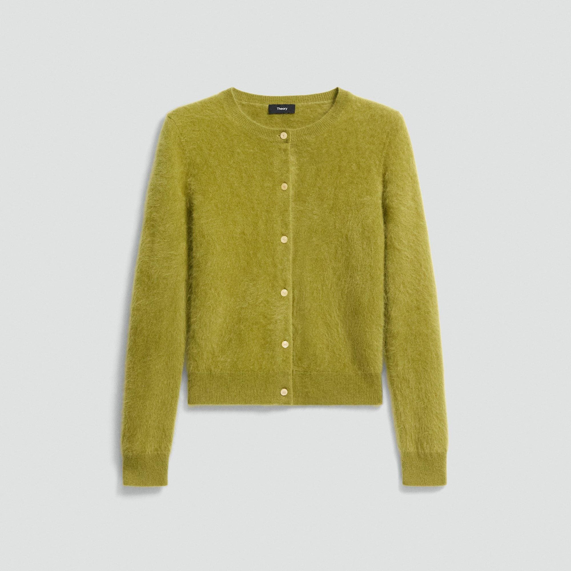 Light Charcoal Brushed Cardigan in Airy Cashmere | Women's