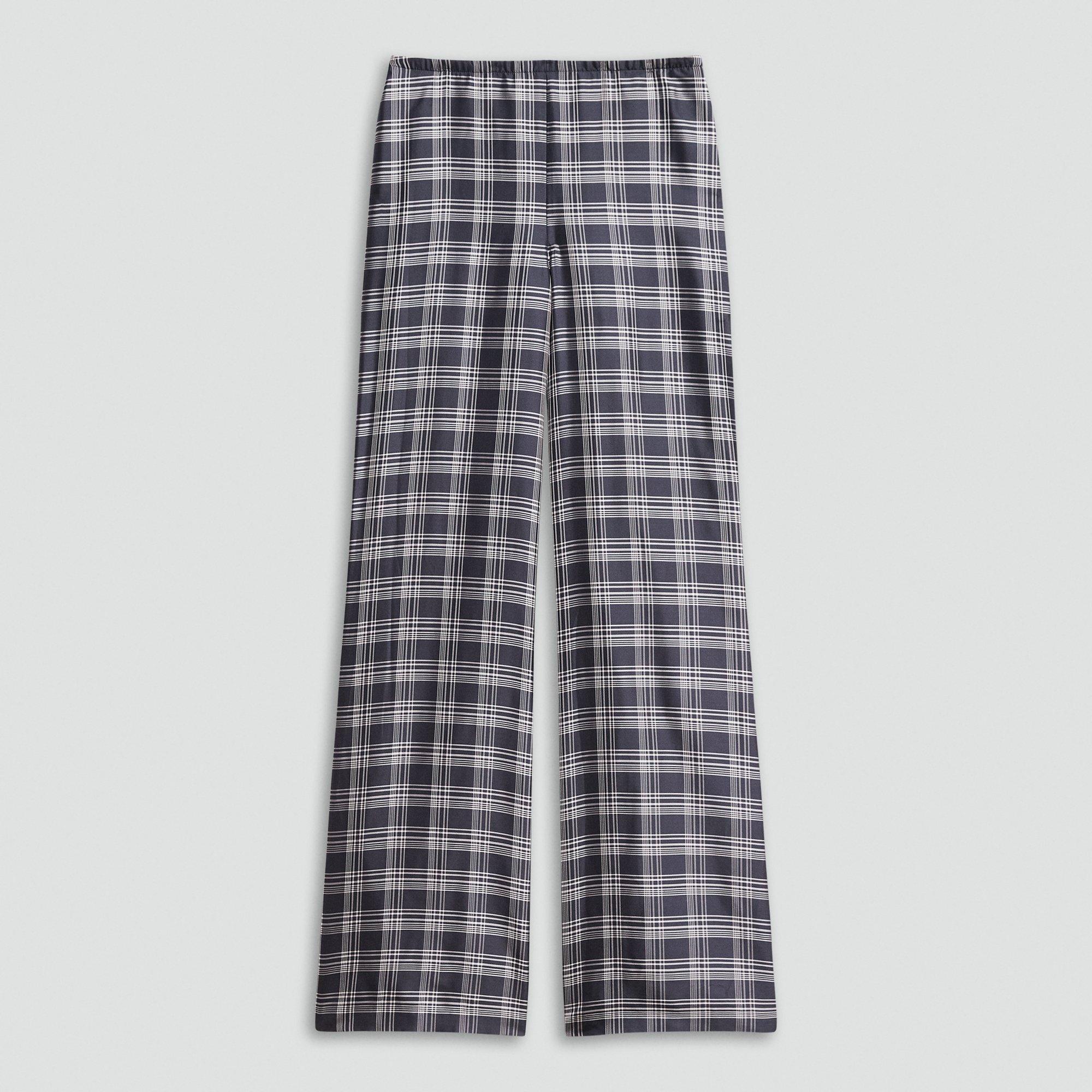 Fluid Pull-On Pant in Plaid Silk Twill