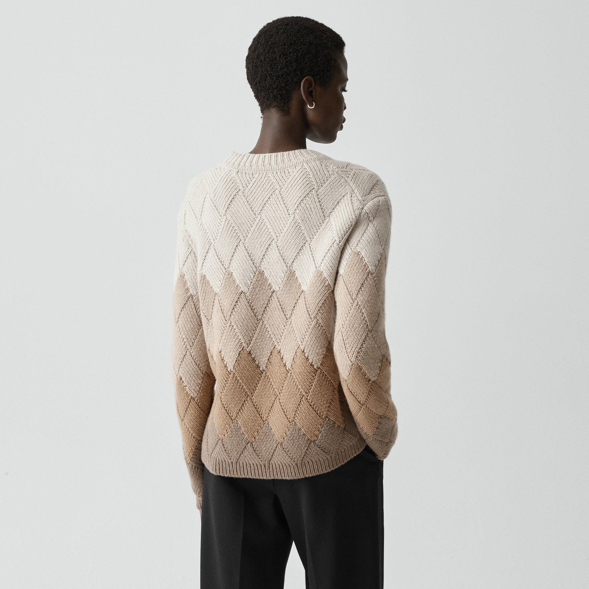 Diamond Weave Sweater in Felted Wool-Cashmere