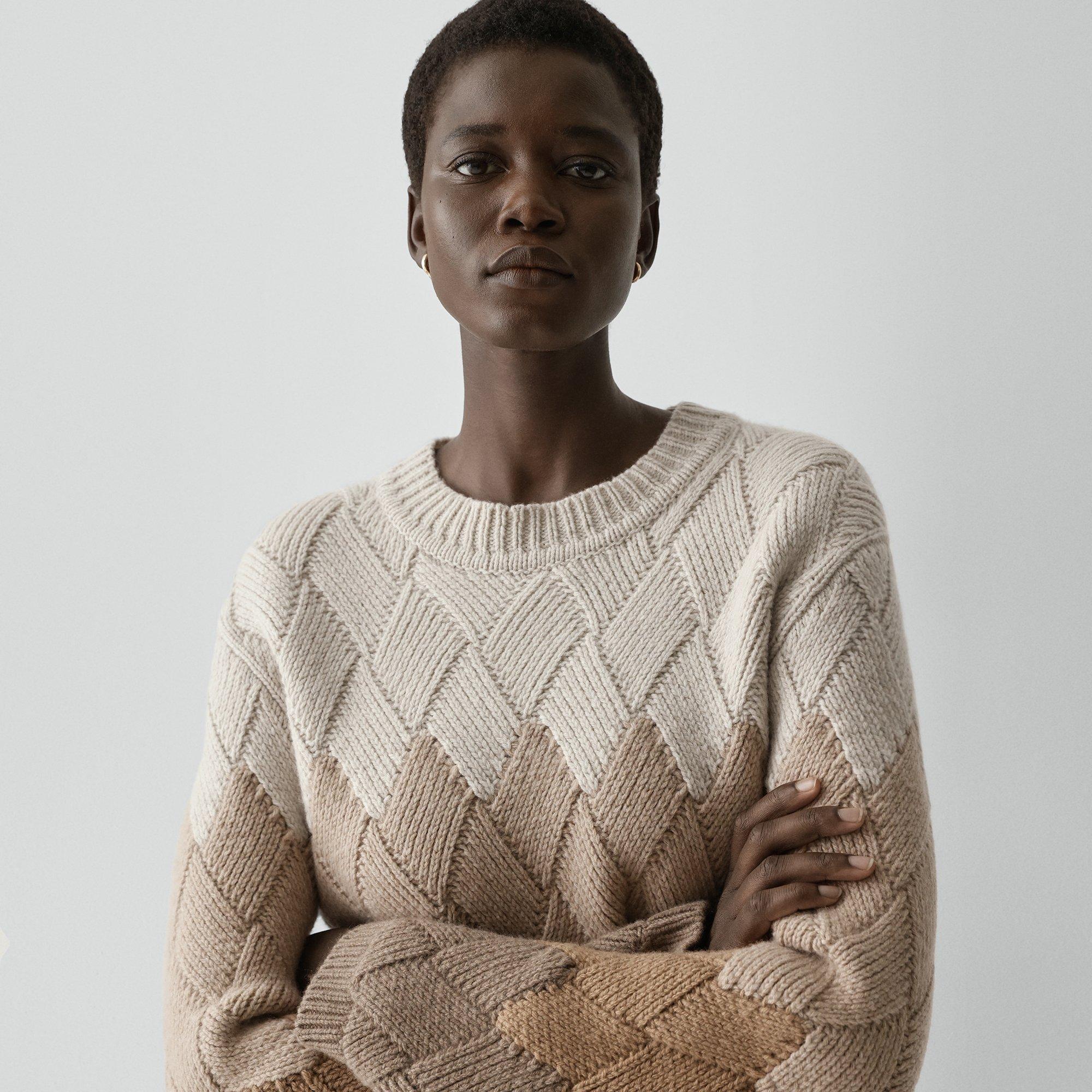 Diamond Weave Sweater in Felted Wool-Cashmere