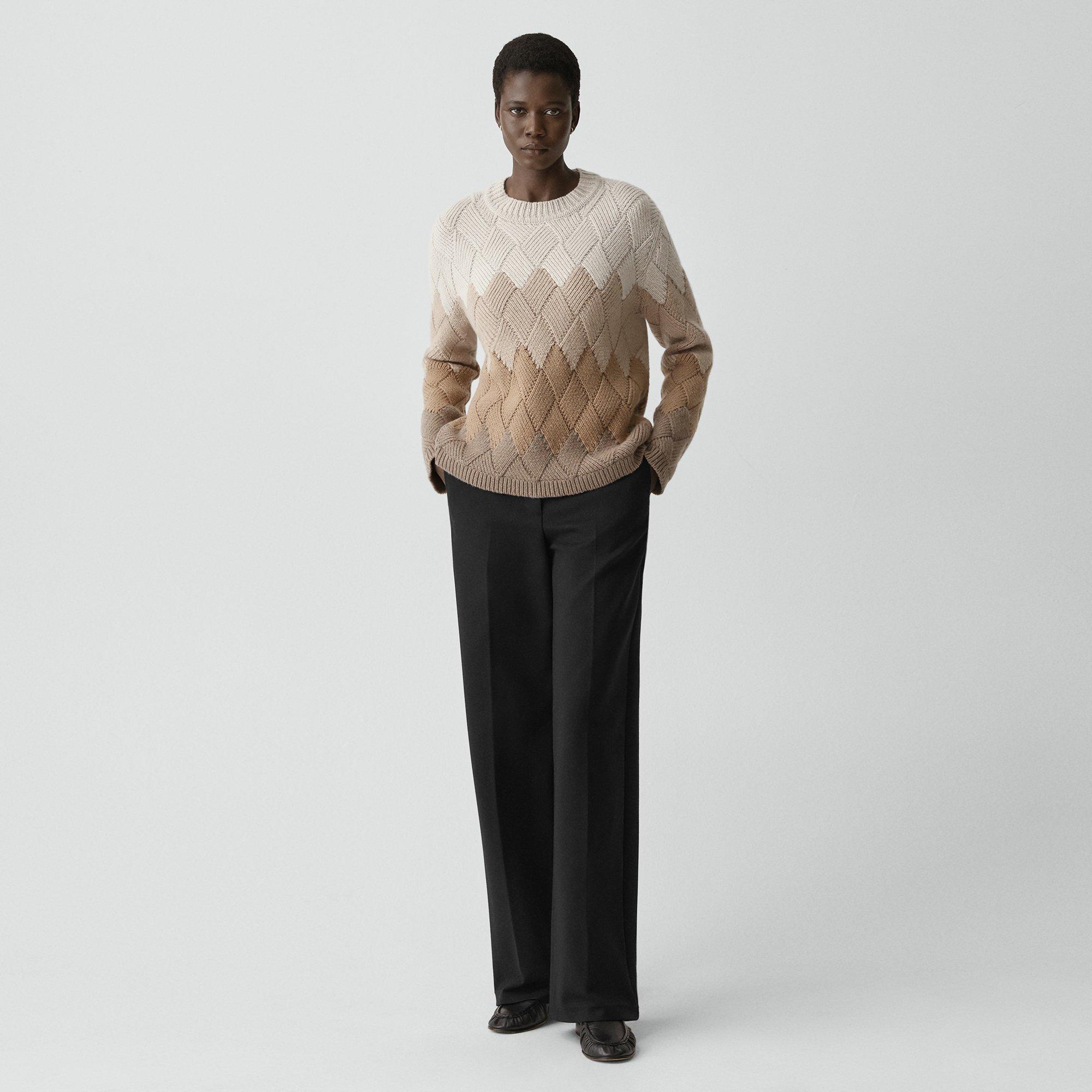 Diamond Weave Sweater in Felted Wool-Cashmere