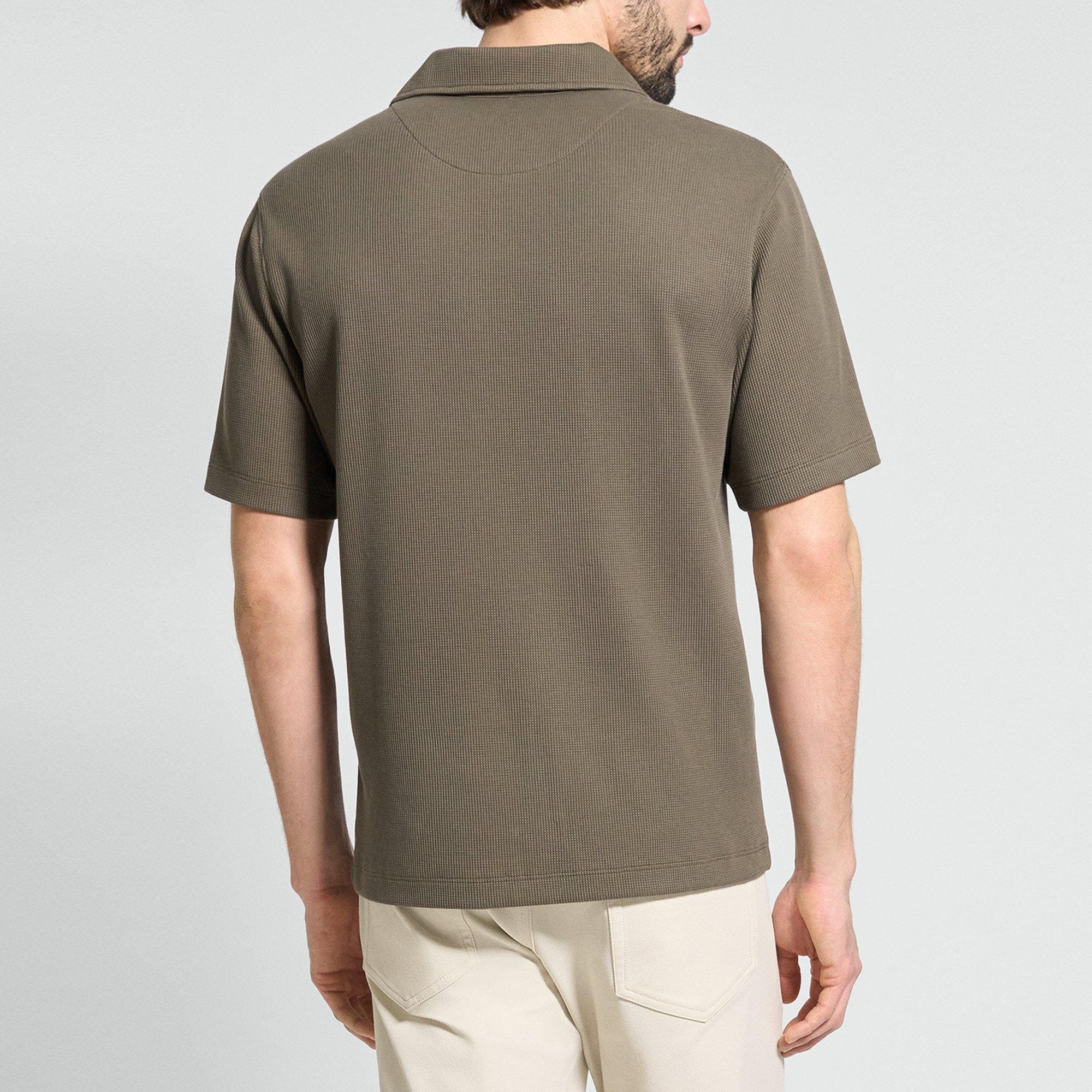 Short-Sleeve Polo Shirt in Waffle-Knit Cotton