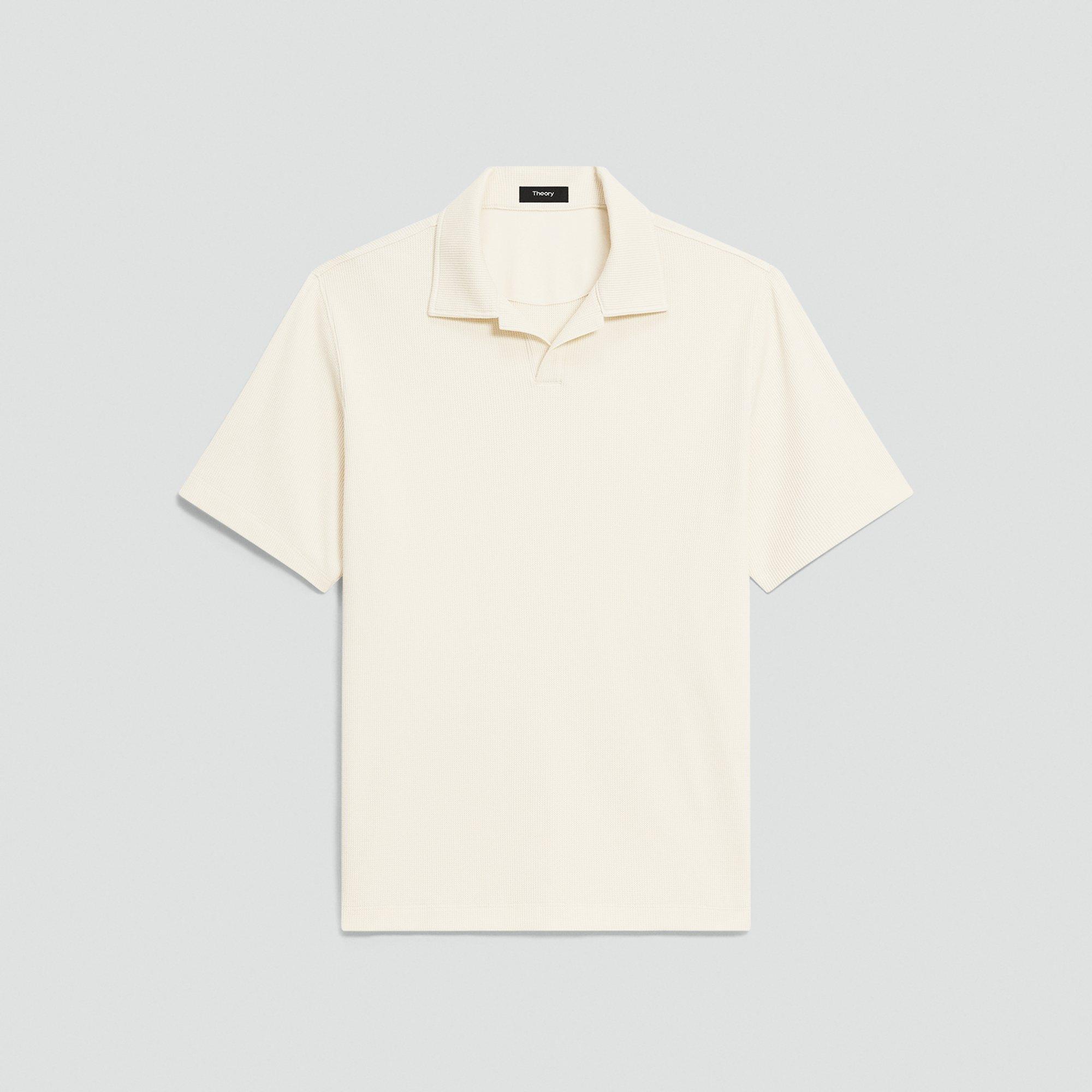 Short-Sleeve Polo Shirt in Waffle-Knit Cotton