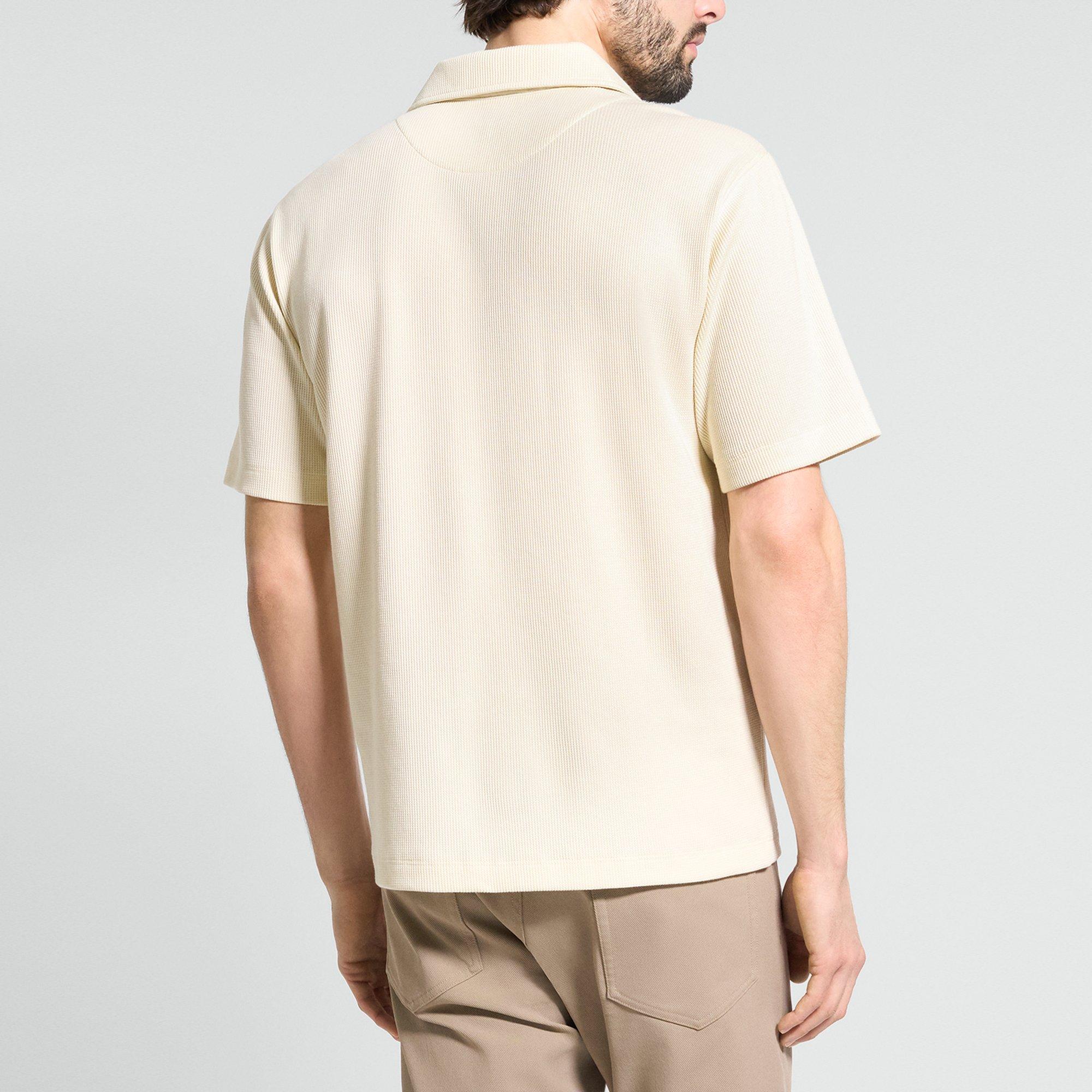 Short-Sleeve Polo Shirt in Waffle-Knit Cotton