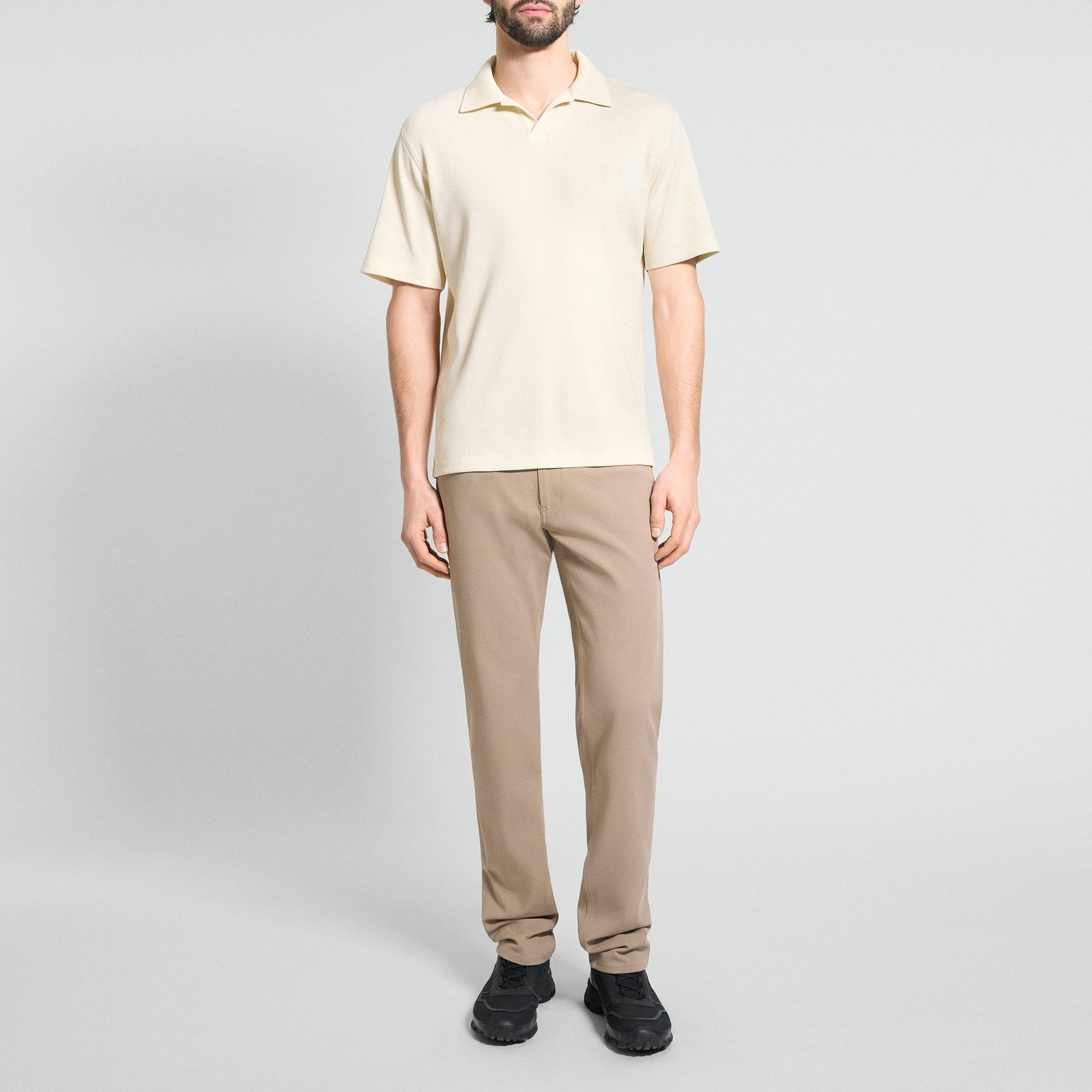 Short-Sleeve Polo Shirt in Waffle-Knit Cotton