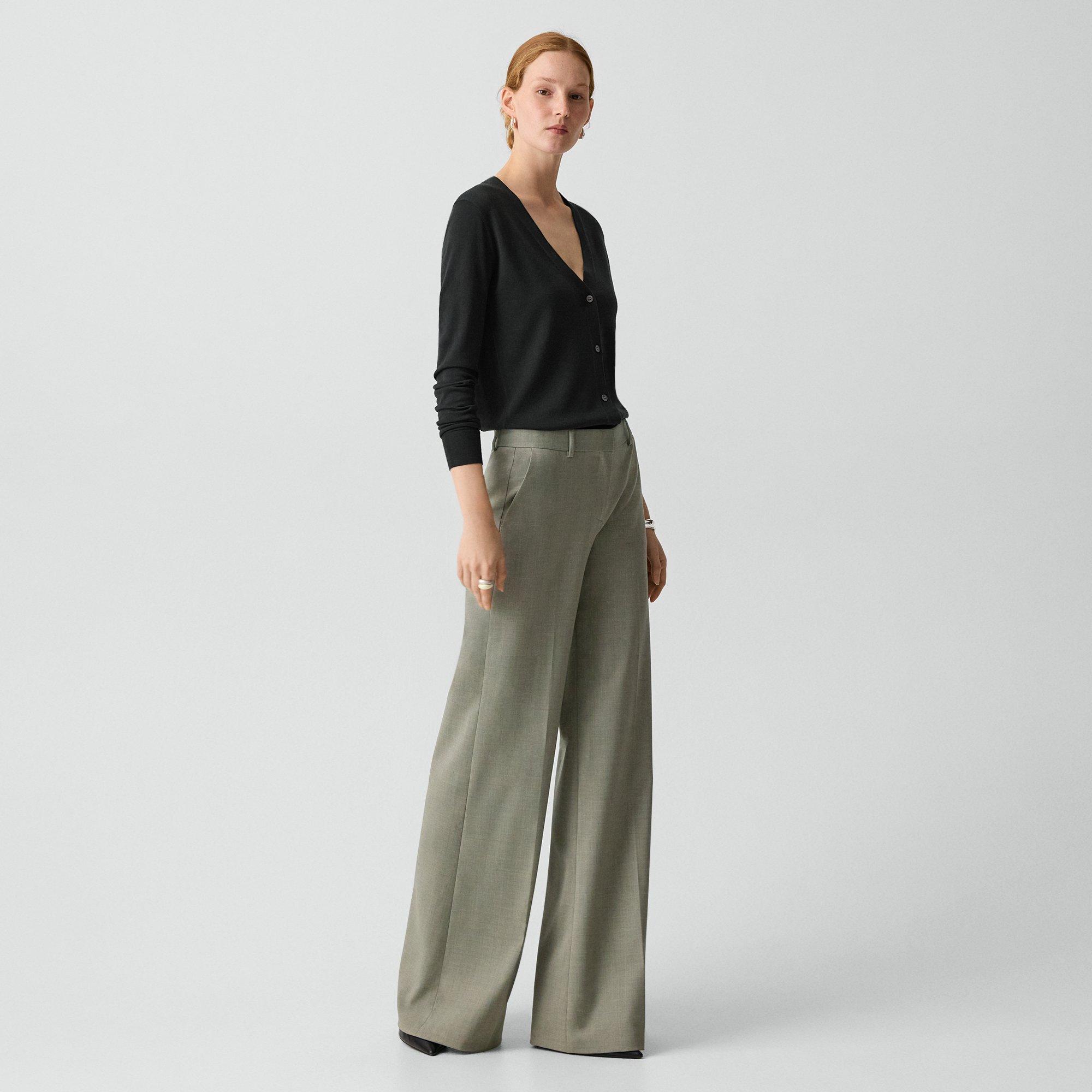 Fluid Flare Pant, 33'' in Wool Gabardine