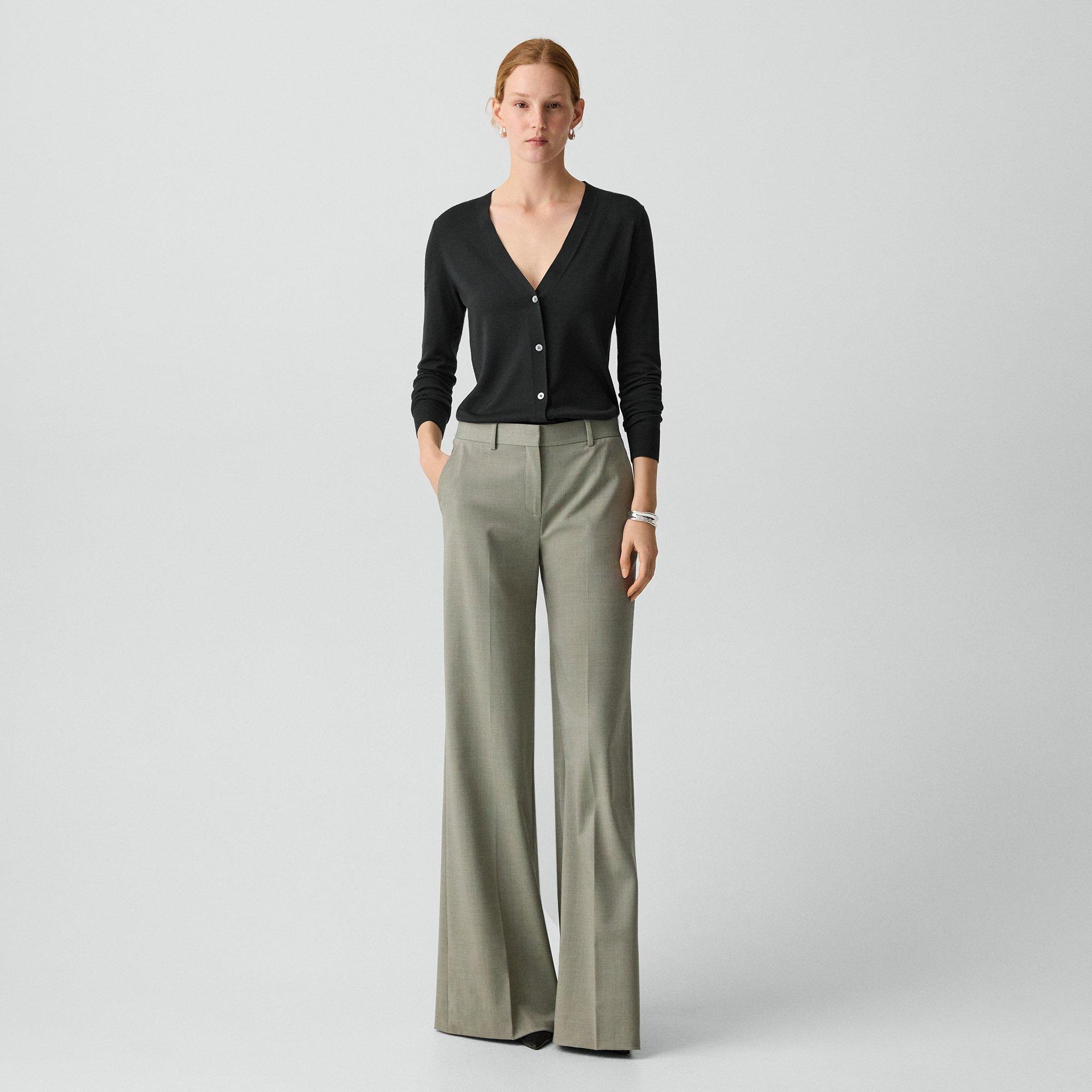 Fluid Flare Pant, 33'' in Wool Gabardine