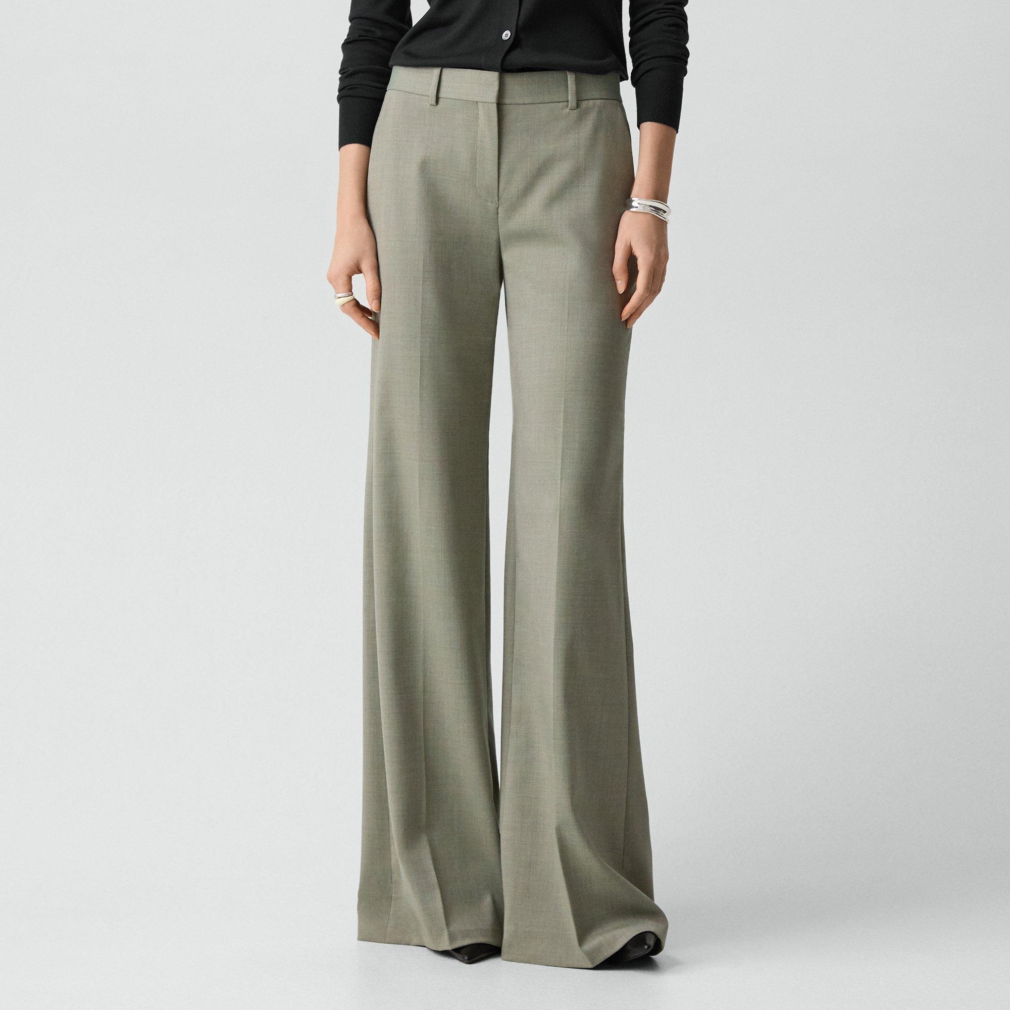 Fluid Flare Trousers, 33'' in Stretch Wool