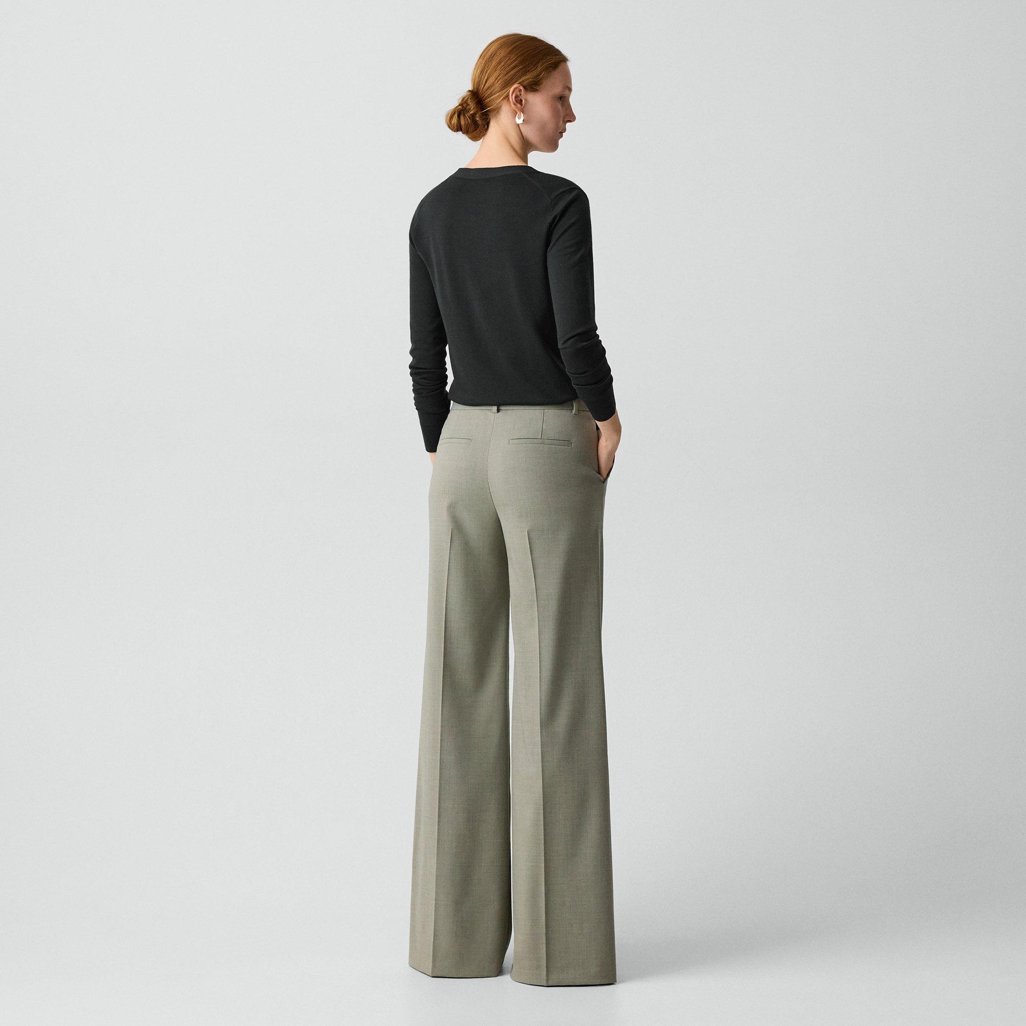 Fluid Flare Pant, 30'' in Wool Gabardine