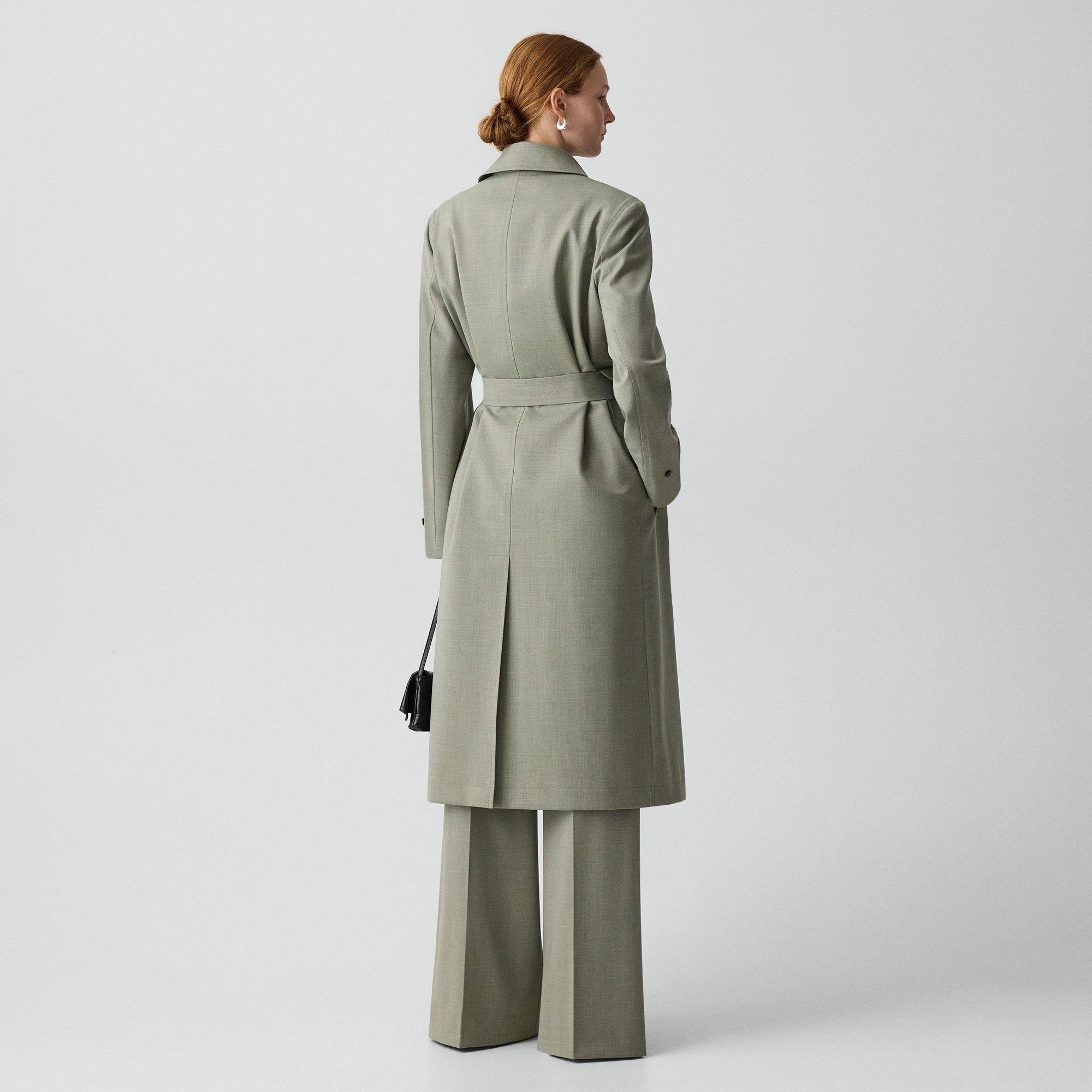Car Coat in Wool Gabardine