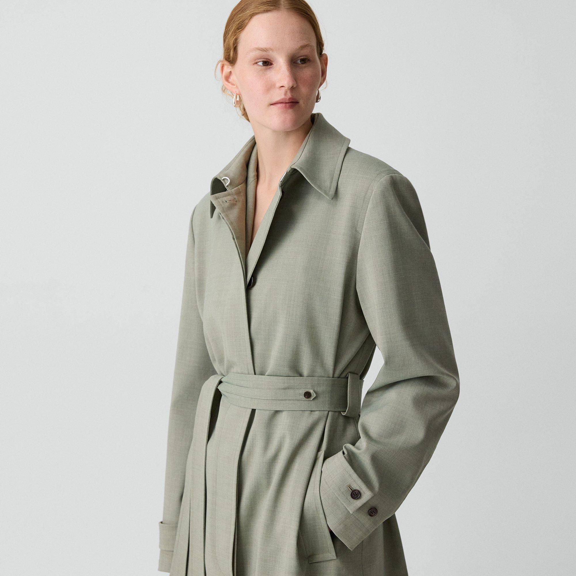Car Coat in Wool Gabardine