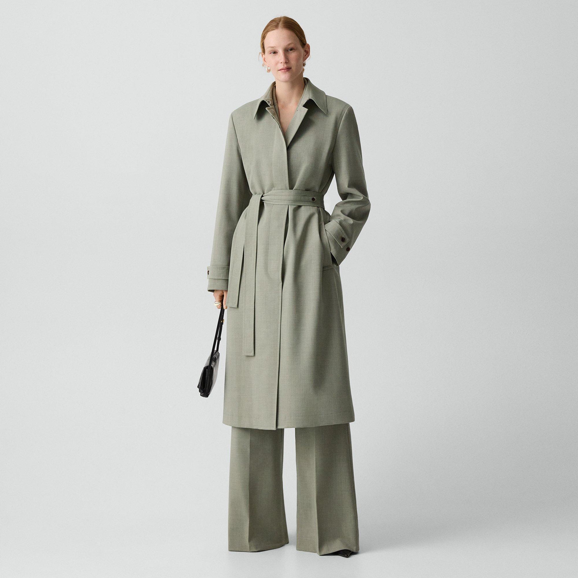 Car Coat in Wool Gabardine