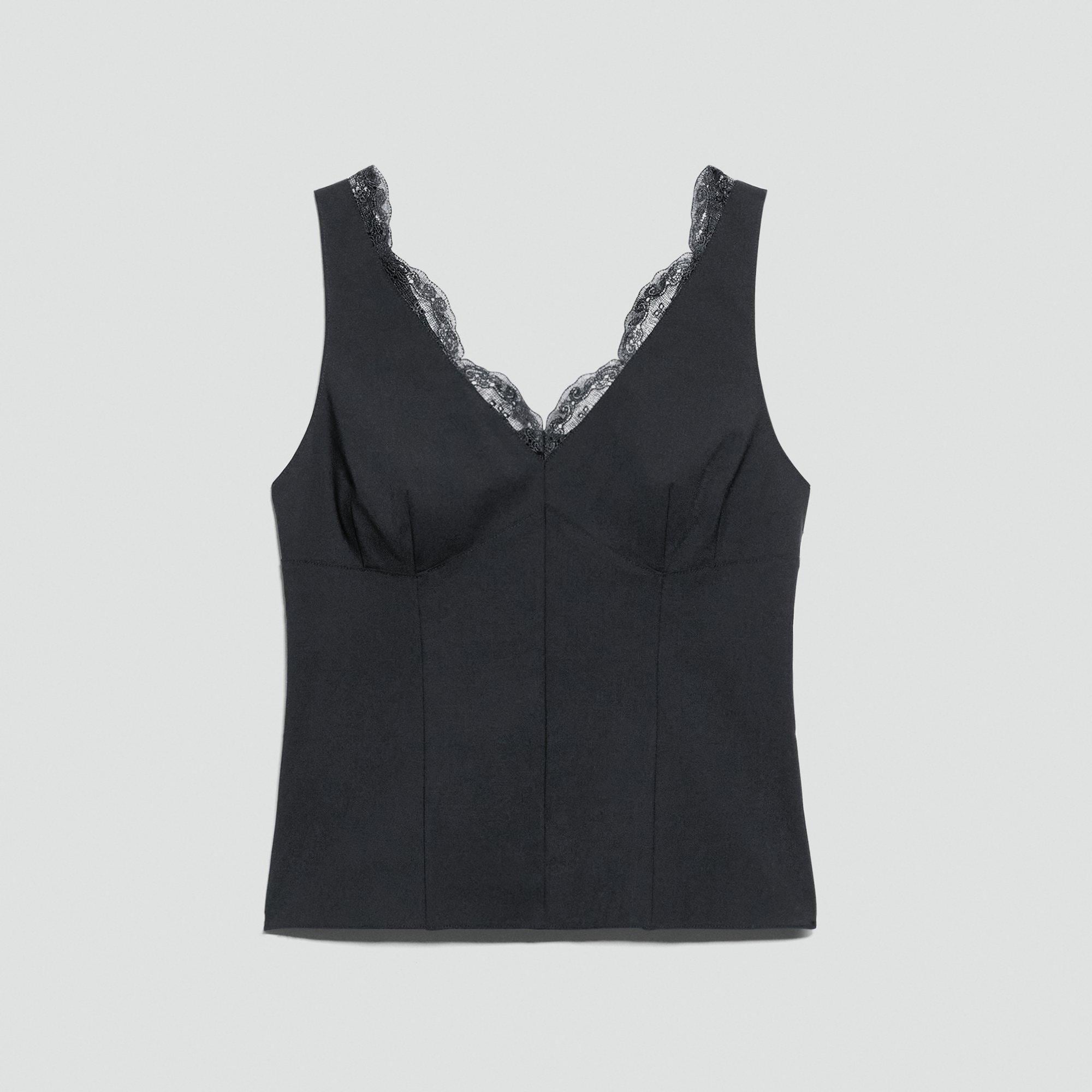 Lace-Trimmed Tank Top in Stretch Wool