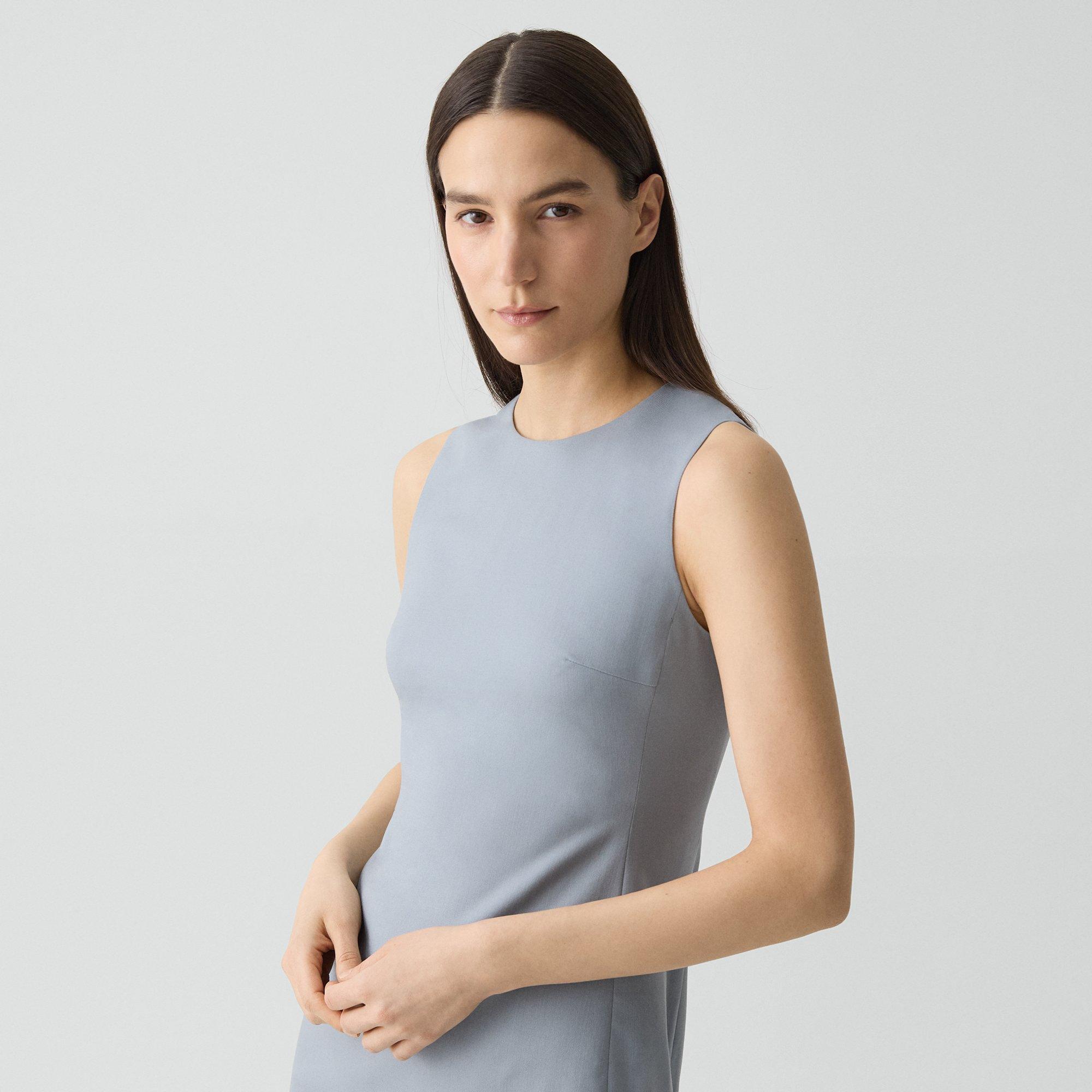 Sleeveless Fitted Dress in Wool Gabardine