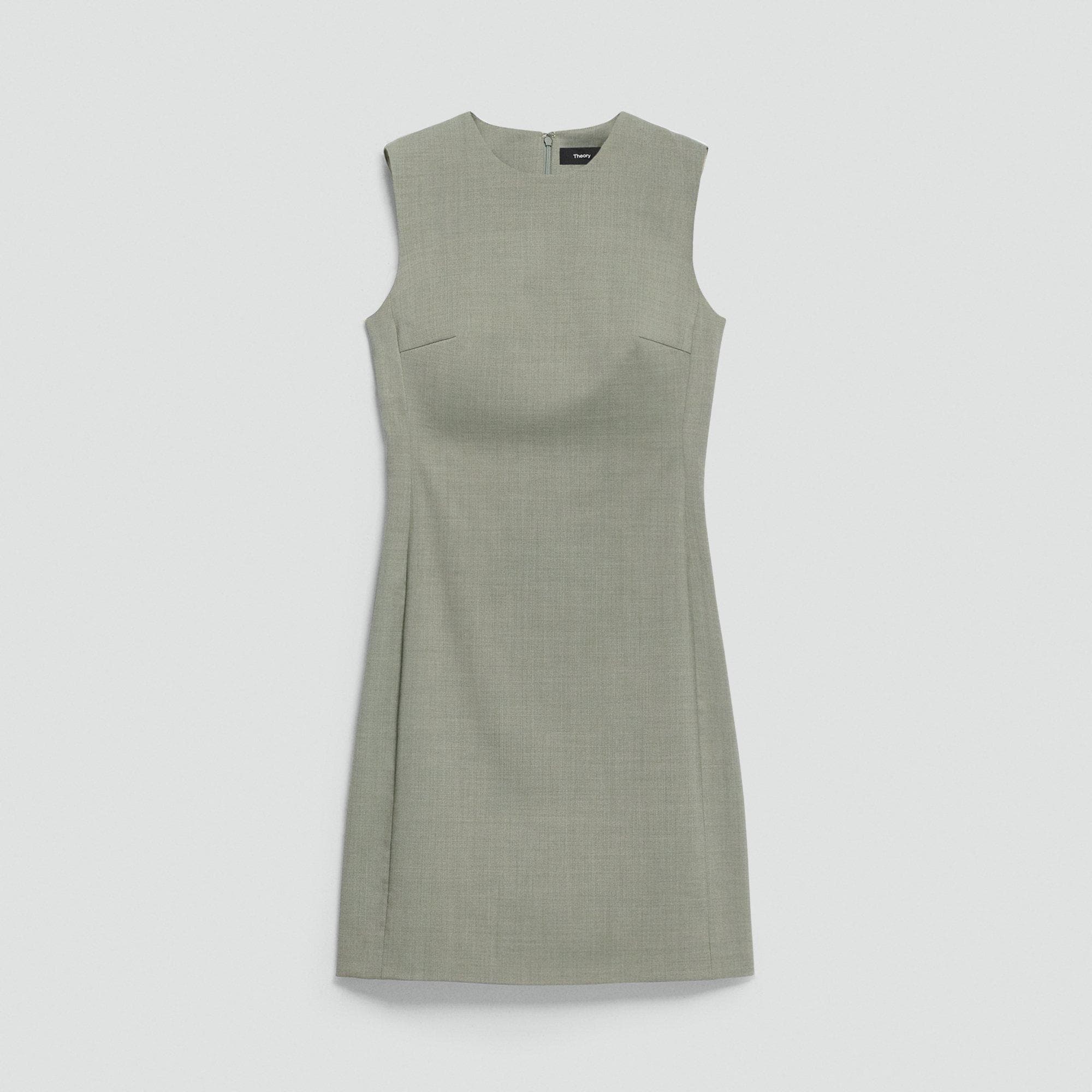 Sleeveless Fitted Dress in Wool Gabardine
