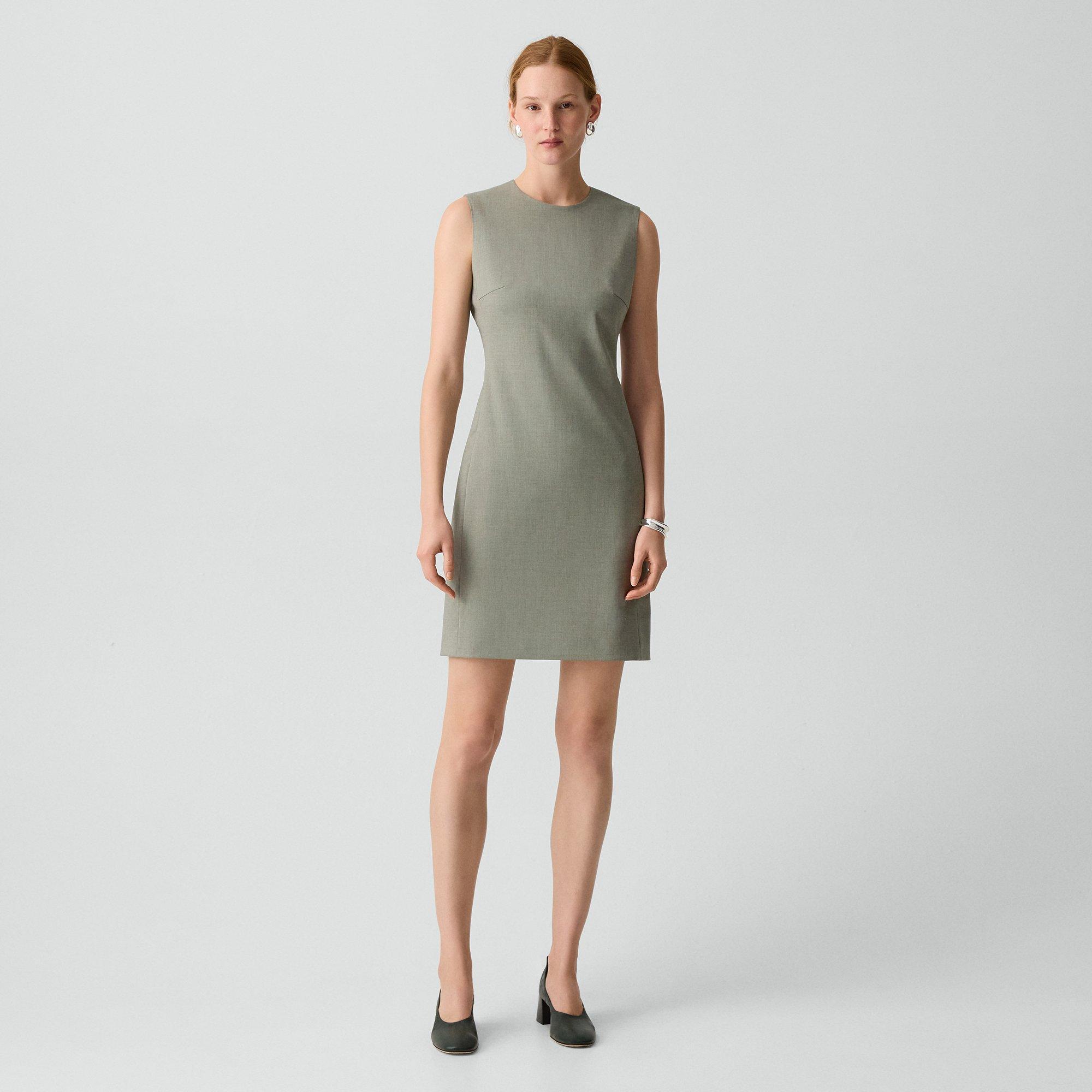 Sleeveless Fitted Dress in Stretch Wool