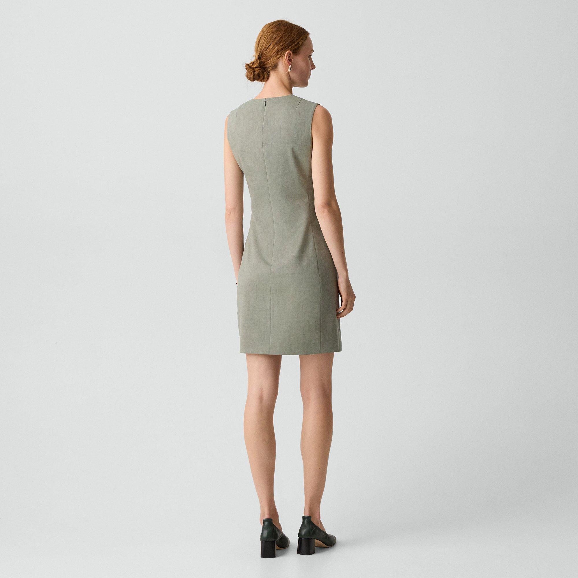 Sleeveless Fitted Dress in Stretch Wool