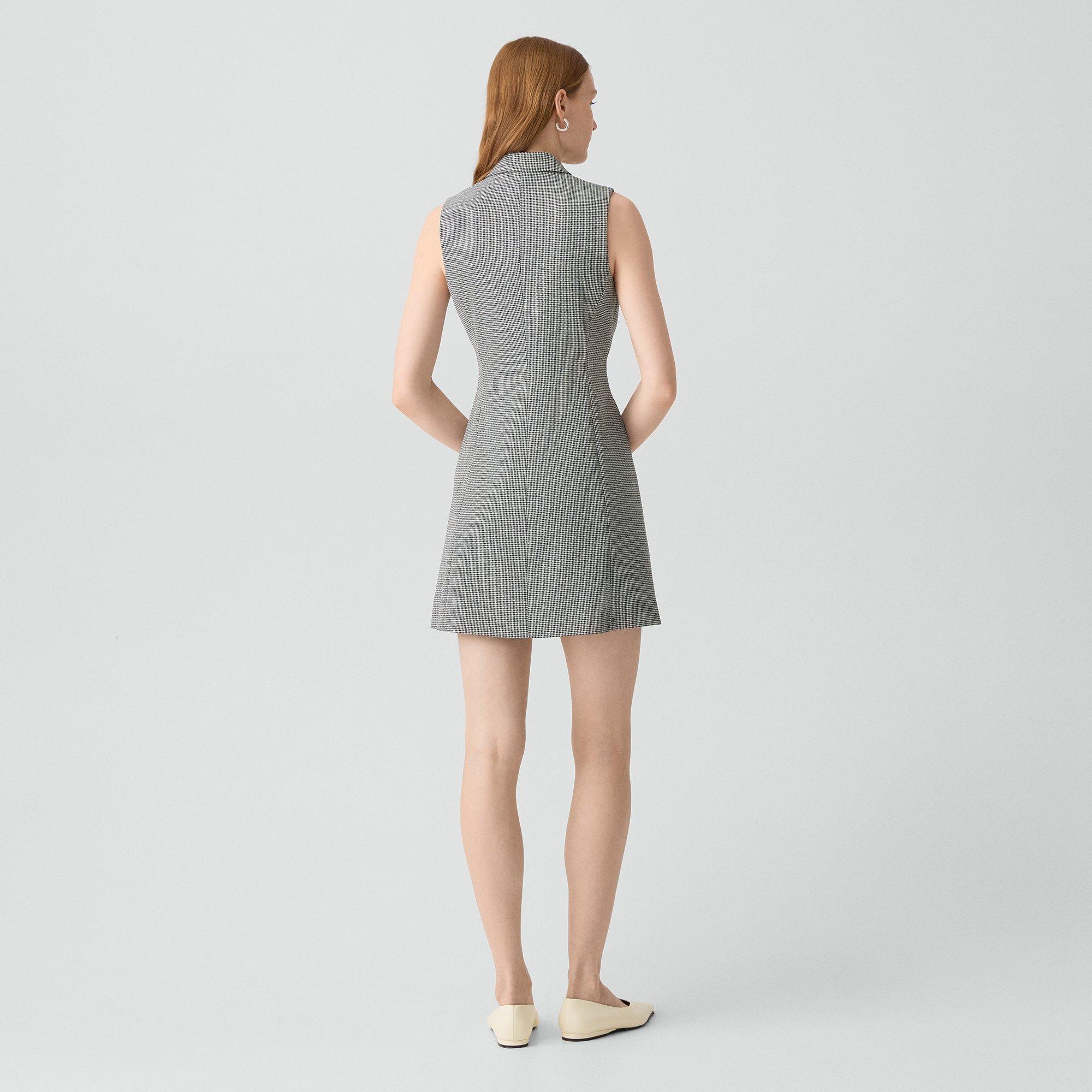 Sleeveless Shirt Dress in Wool-Blend Twist