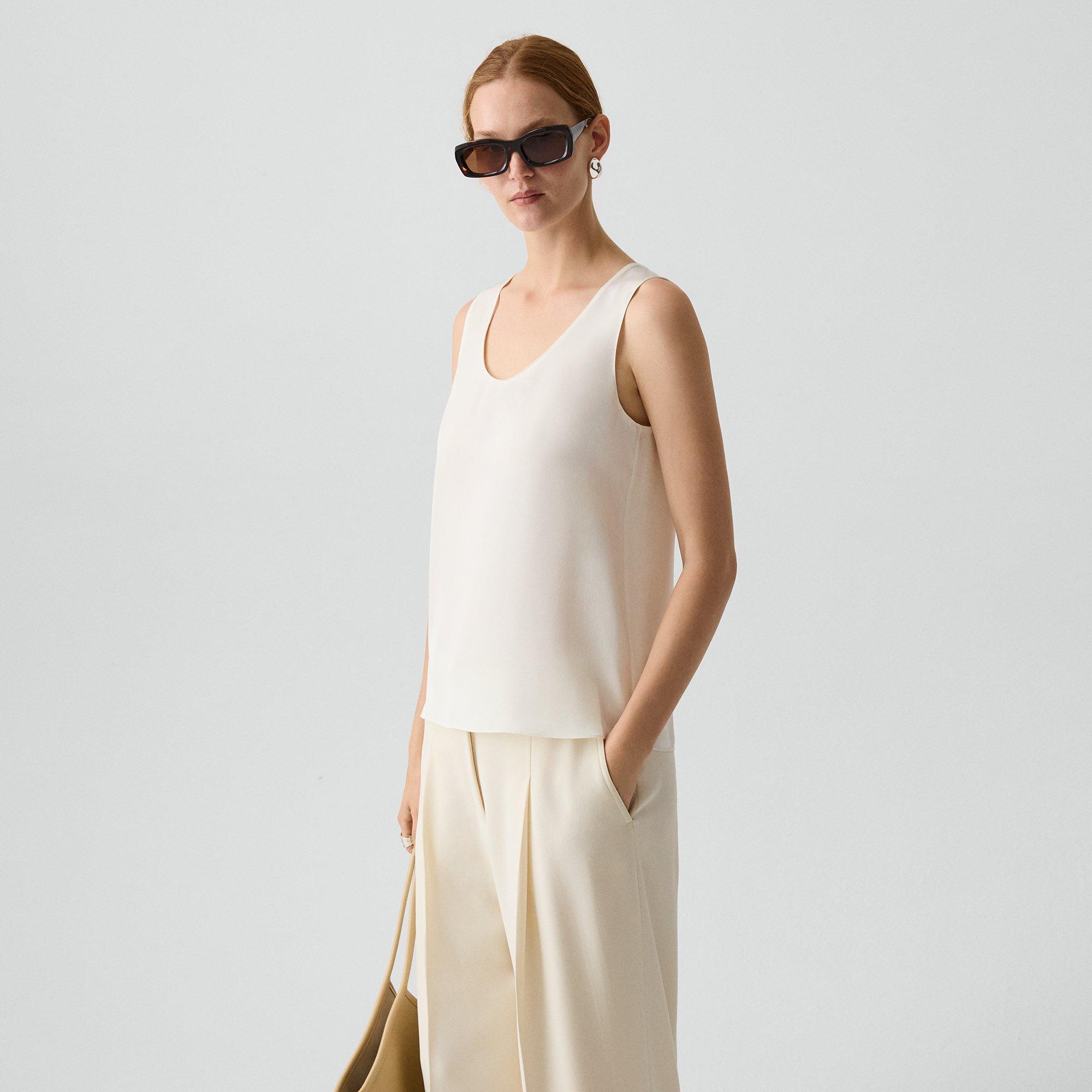 Straight Shell Top in Silk Georgette