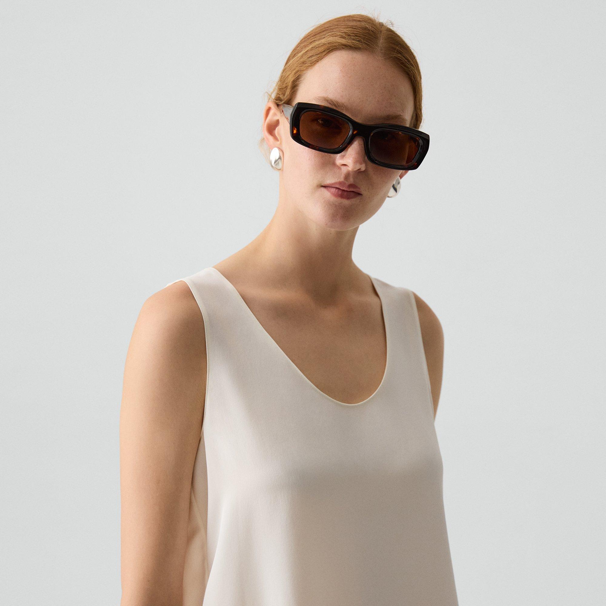 Straight Shell Top in Silk Georgette