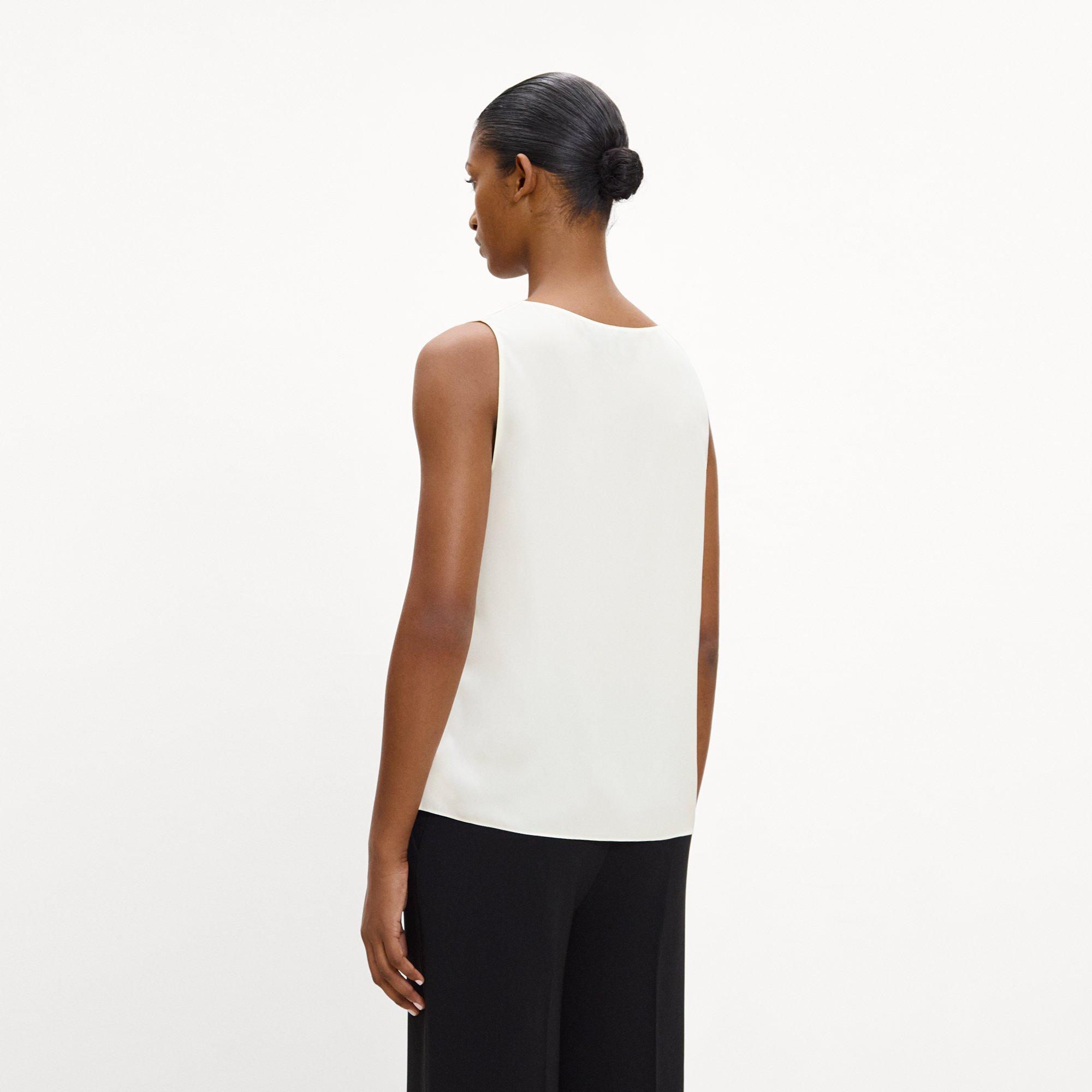 Scoop Neck Shell Top in Silk Georgette