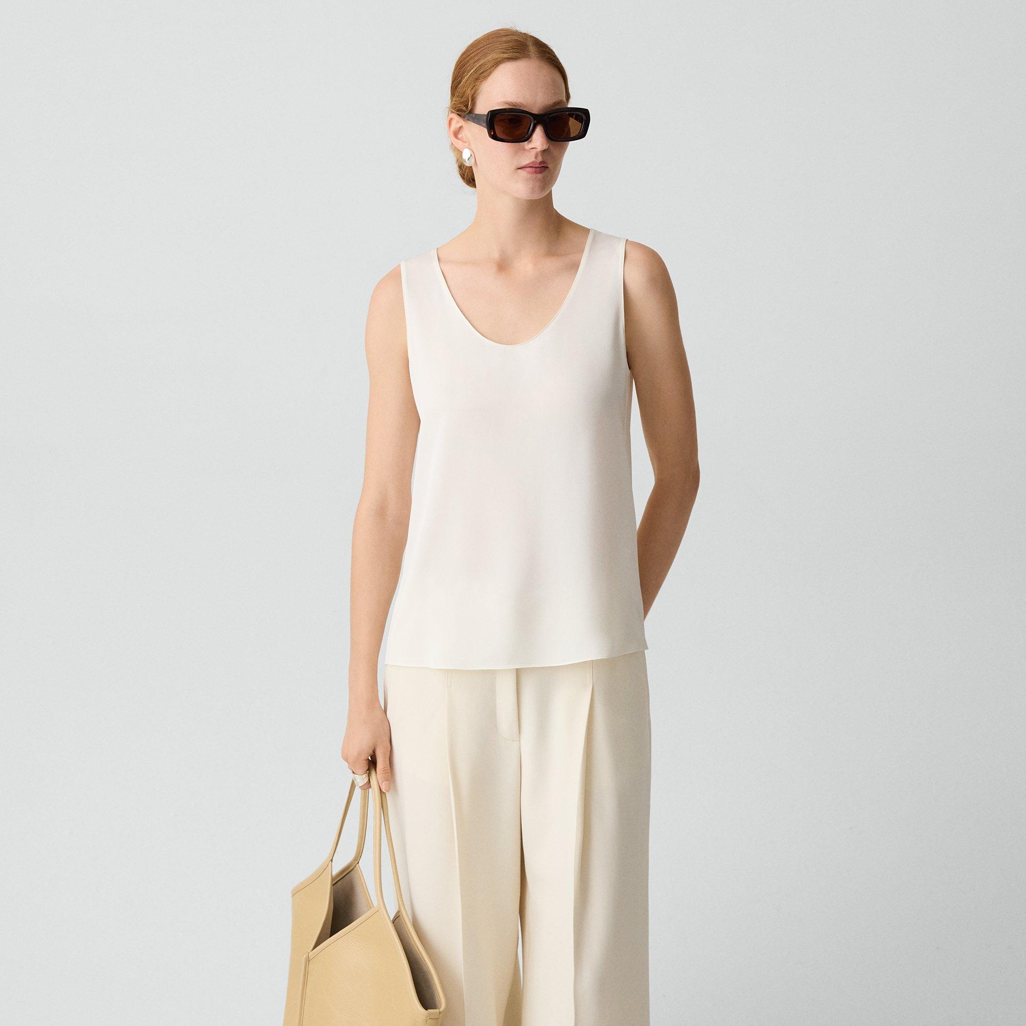 Straight Shell Top in Silk Georgette