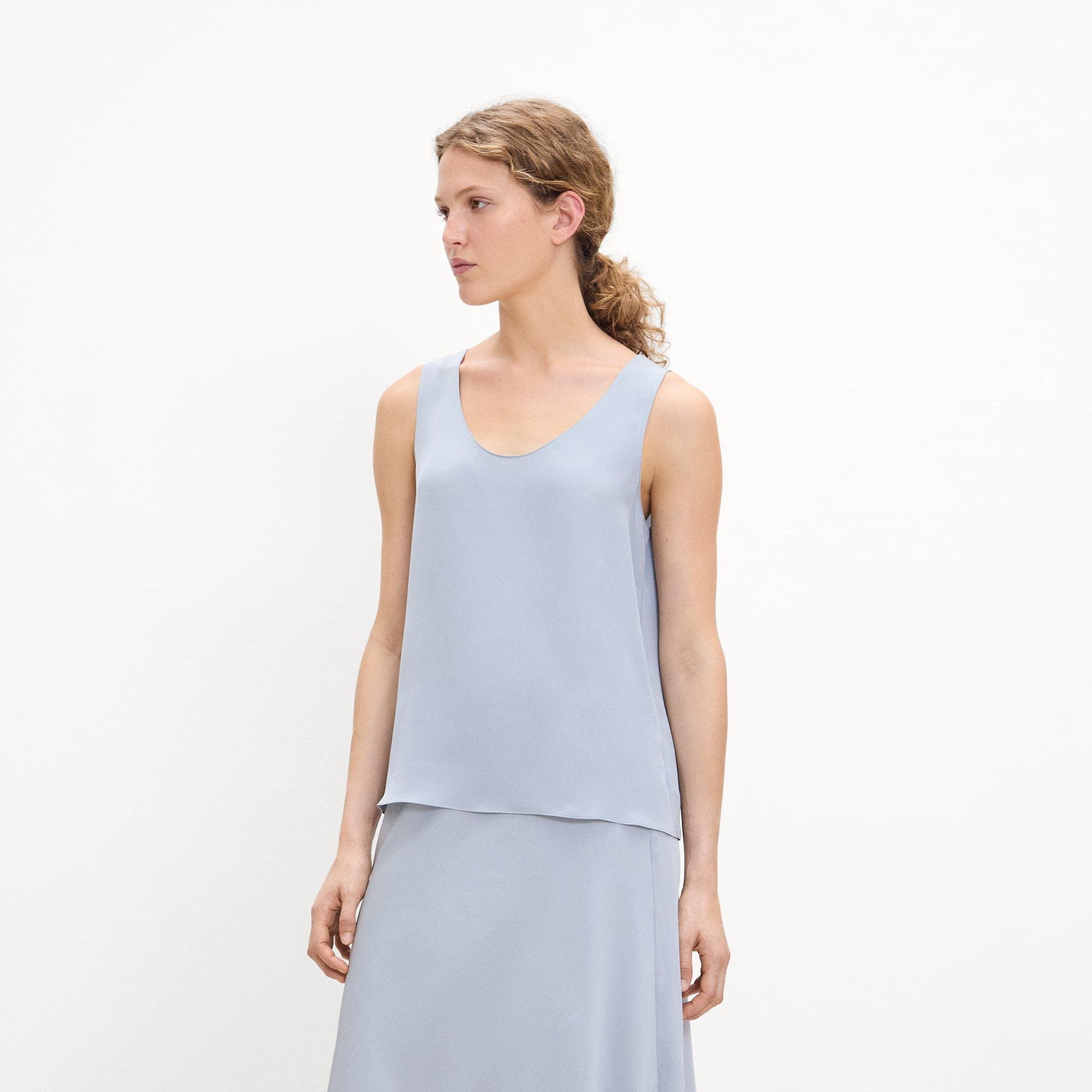 Scoop Neck Shell Top in Silk Georgette