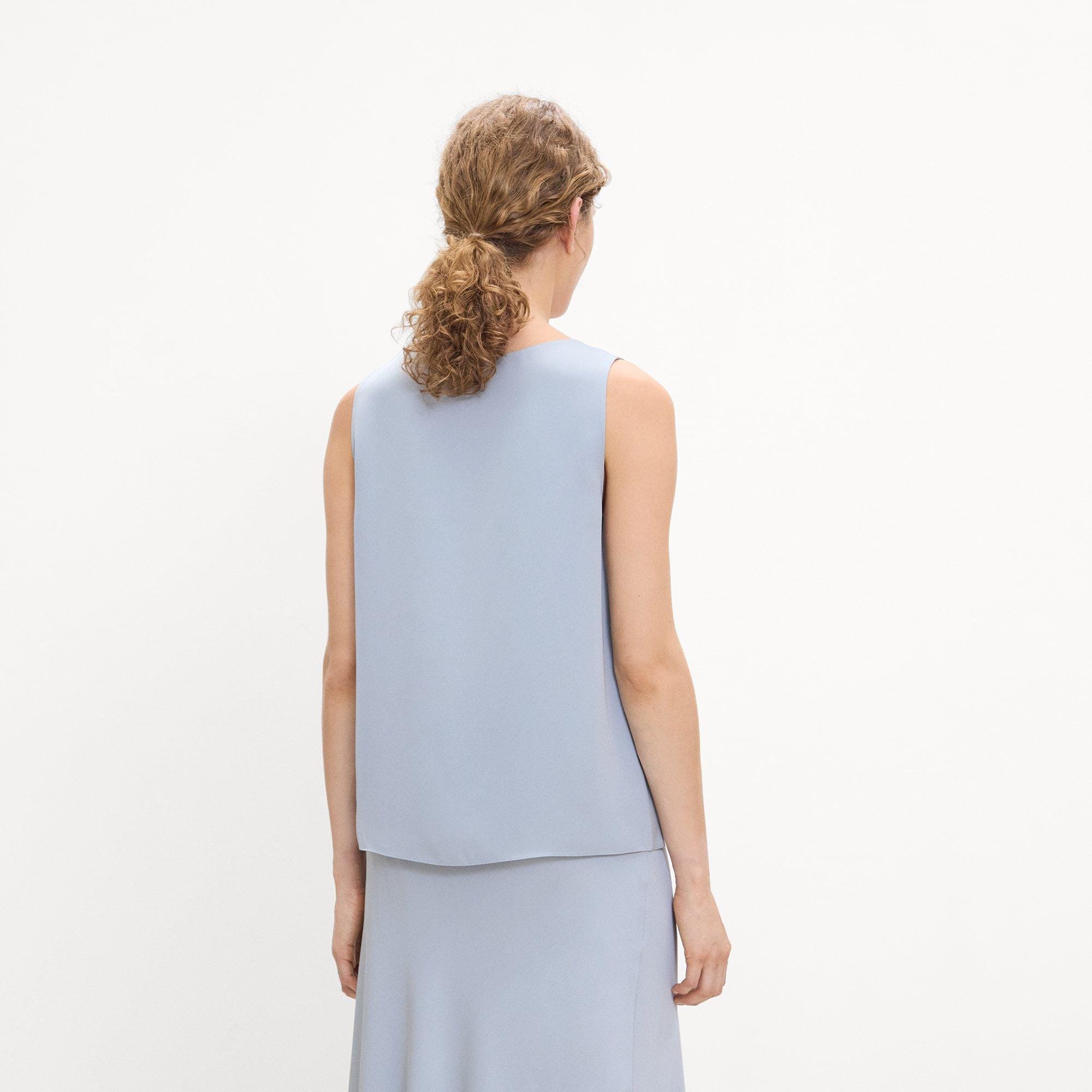 Scoop Neck Shell Top in Silk Georgette