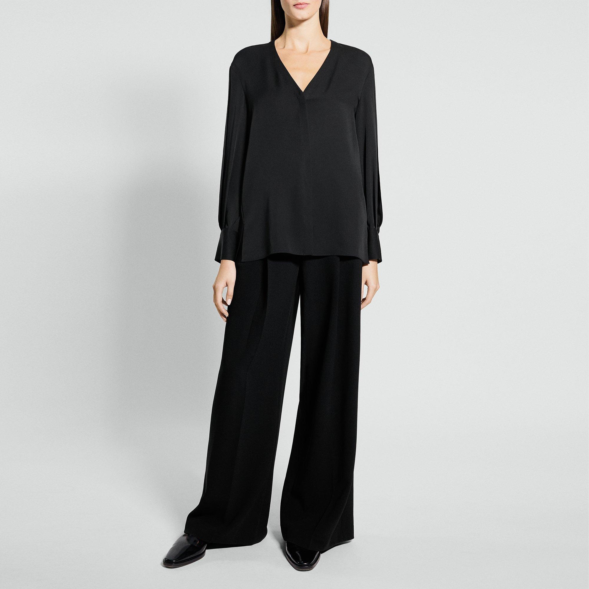 V-Neck Blouse in Silk Georgette