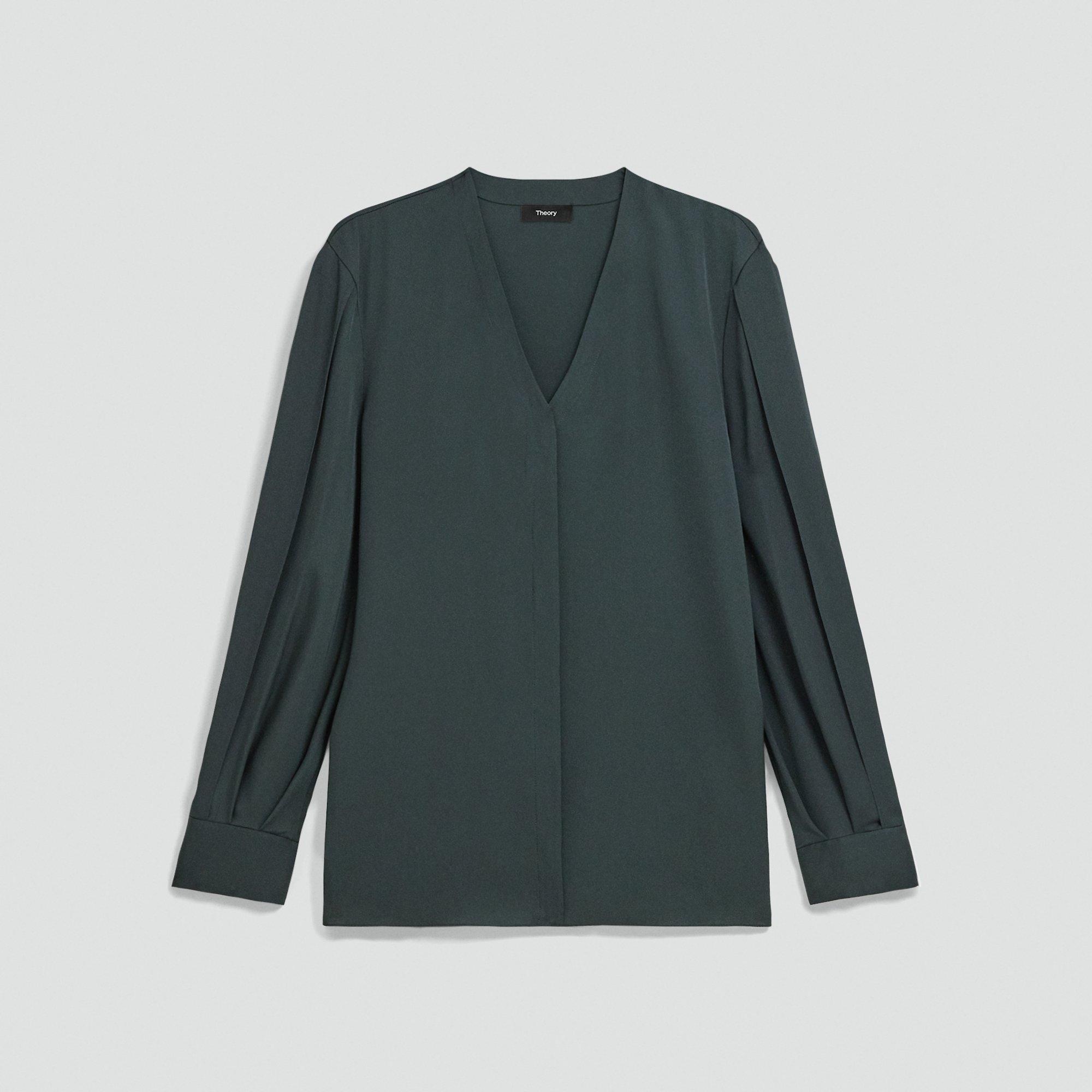 V-Neck Blouse in Silk Georgette