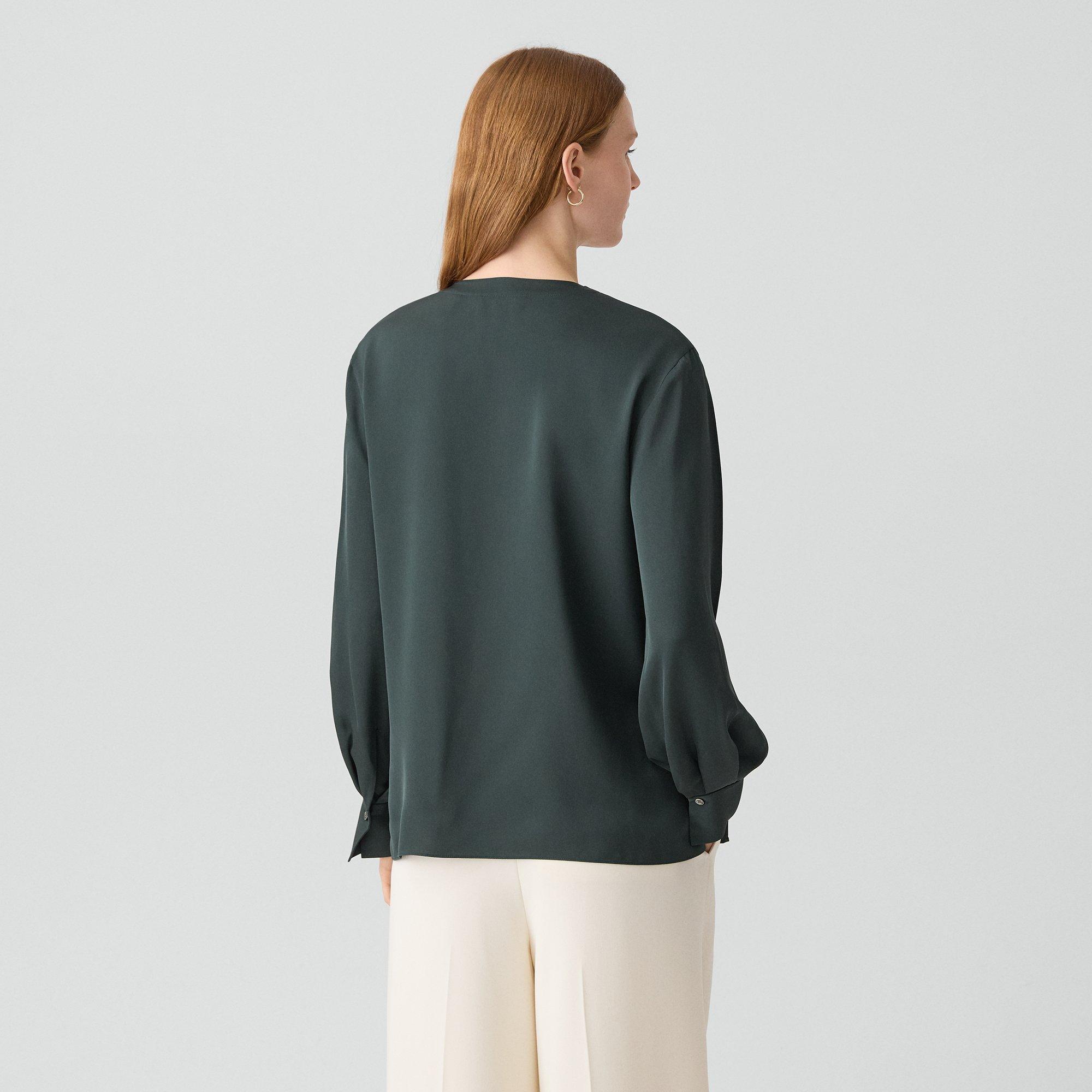 V-Neck Blouse in Silk Georgette