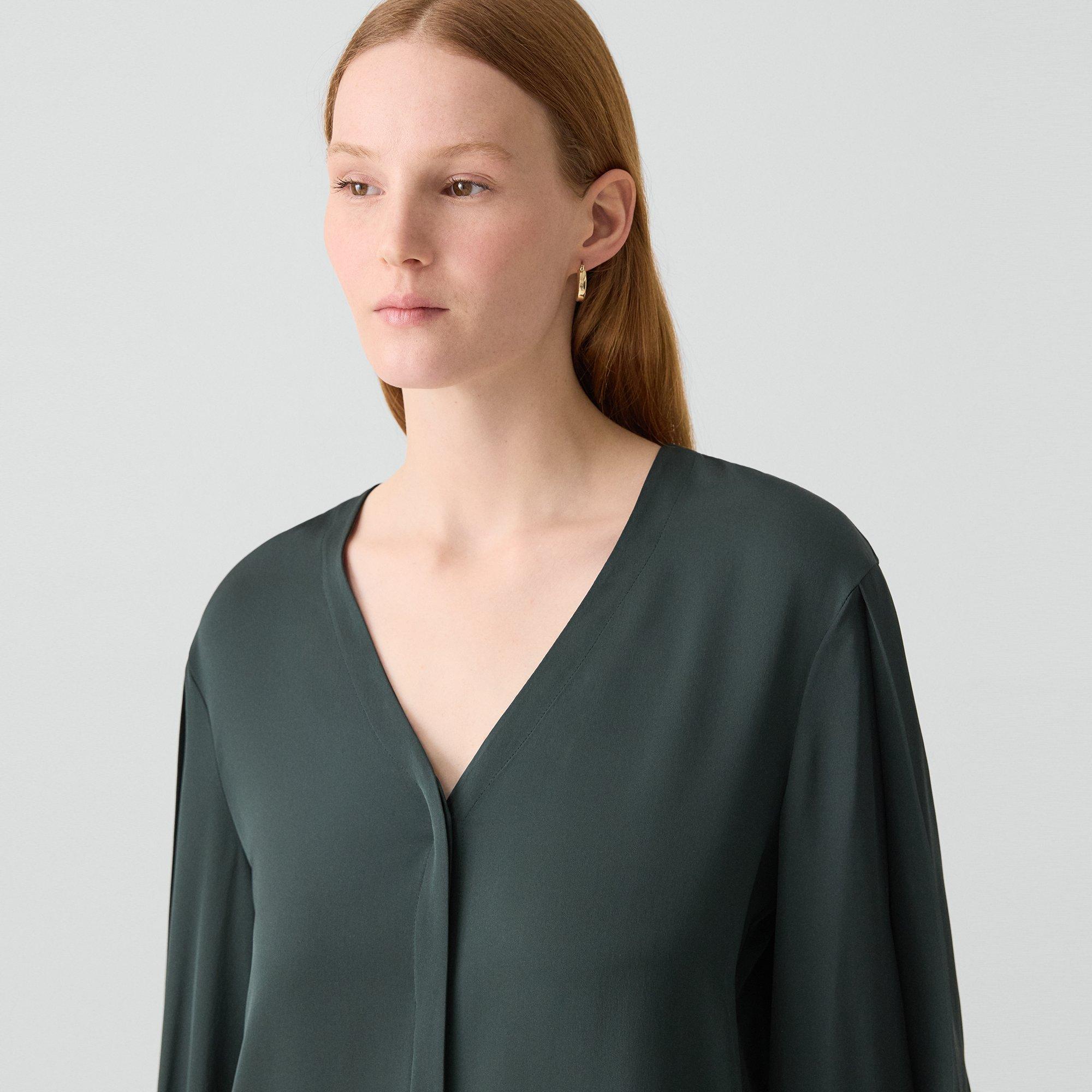 V-Neck Blouse in Silk Georgette