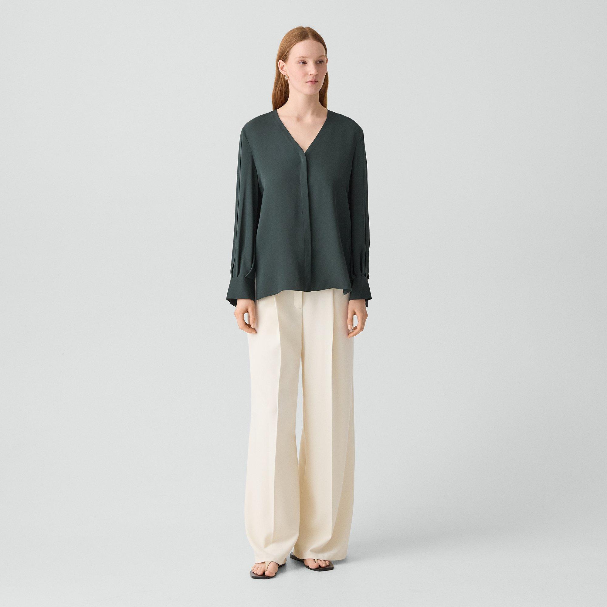 V-Neck Blouse in Silk Georgette