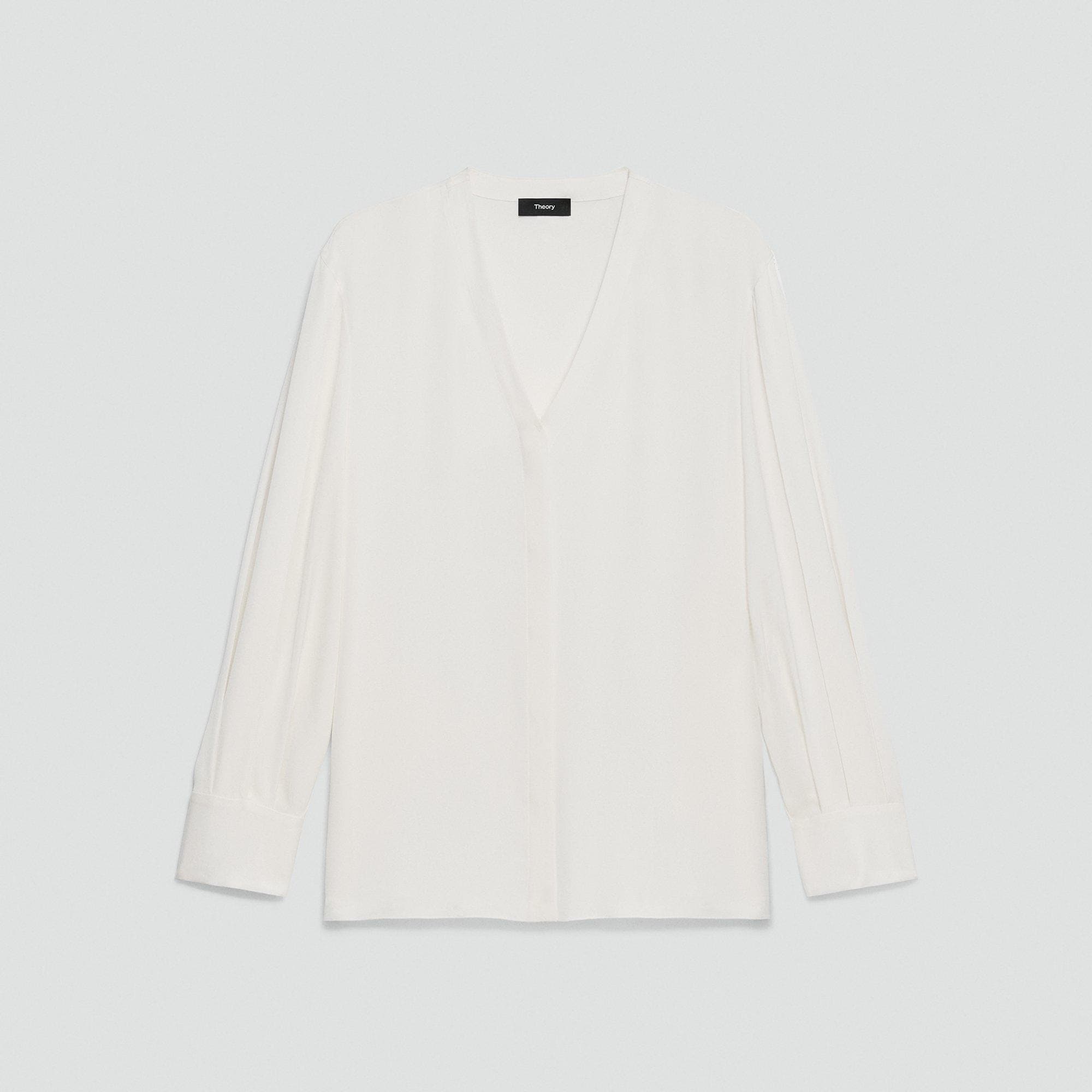 V-Neck Blouse in Silk Georgette