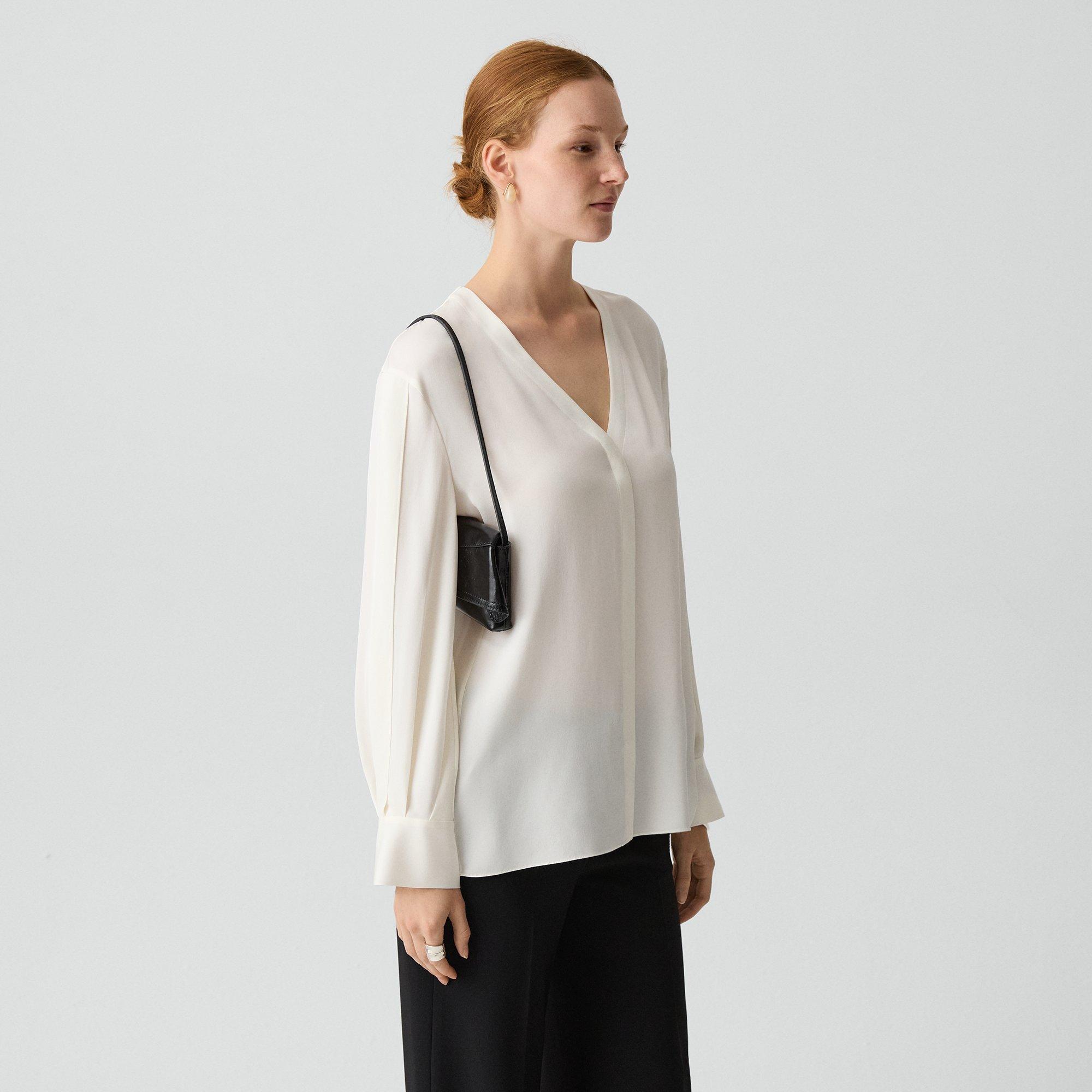 V-Neck Blouse in Silk Georgette