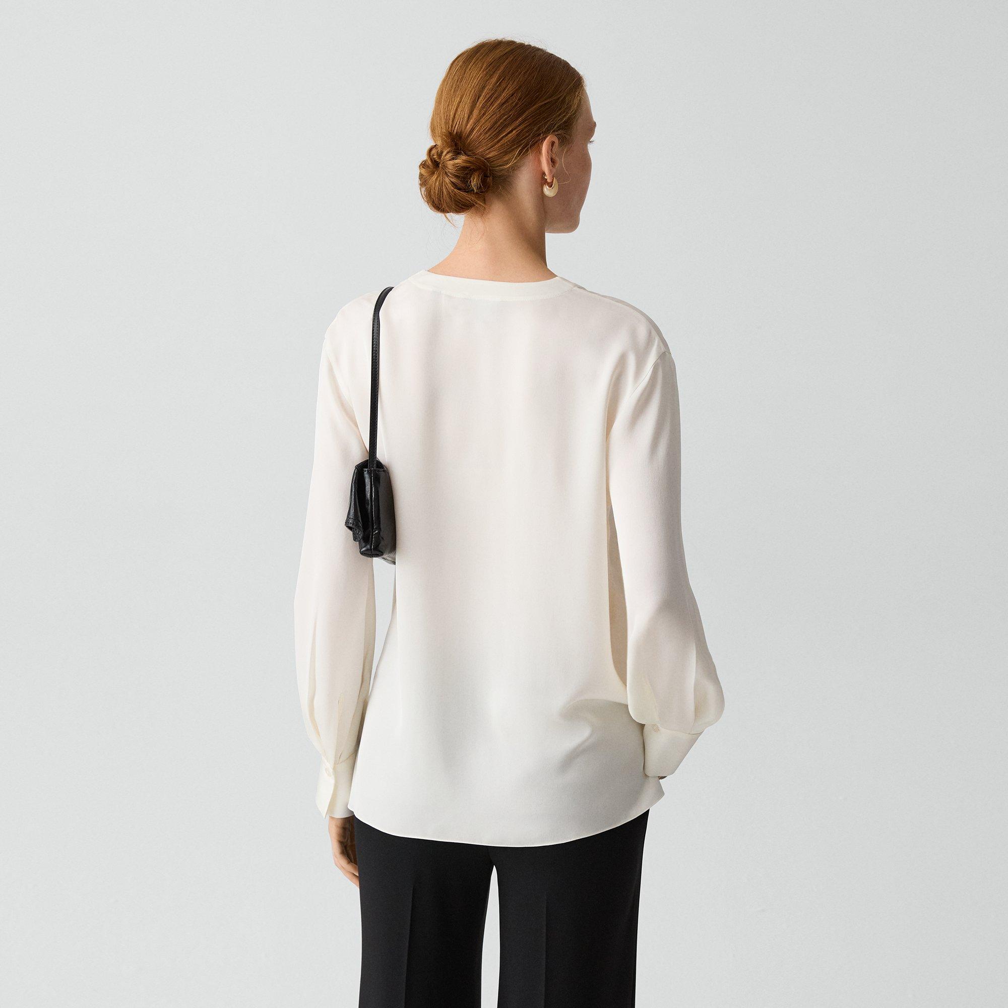 V-Neck Blouse in Silk Georgette