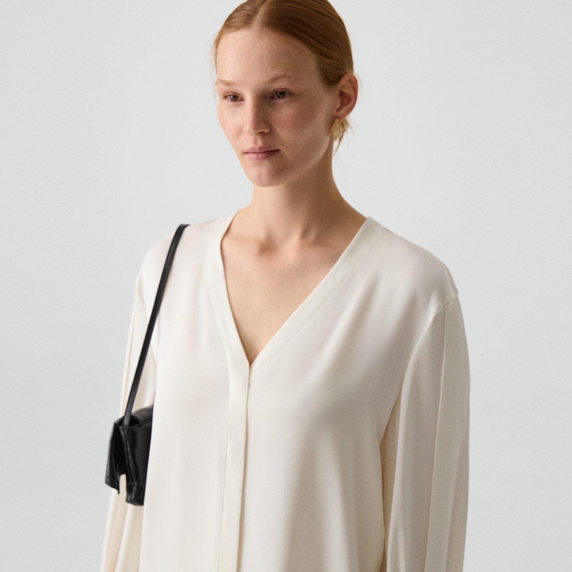 V-Neck Blouse in Silk Georgette