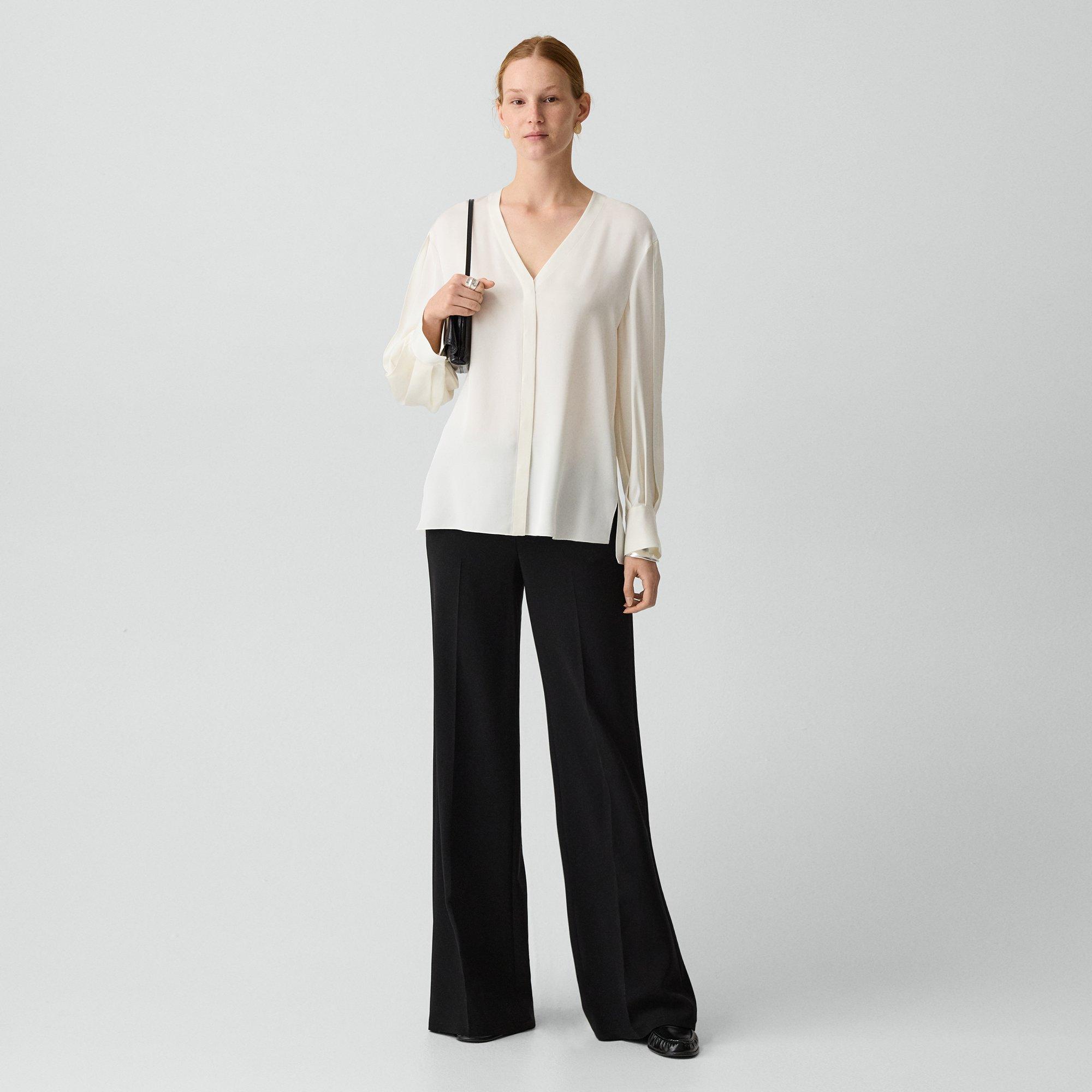 V-Neck Blouse in Silk Georgette